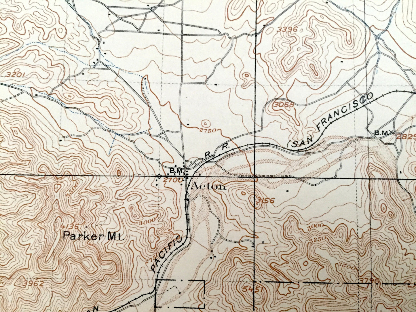 Antique Tujunga, California 1900 US Geological Survey Topographic Map – Los Angeles County, National Forest, San Gabriel Mountains, Acton CA