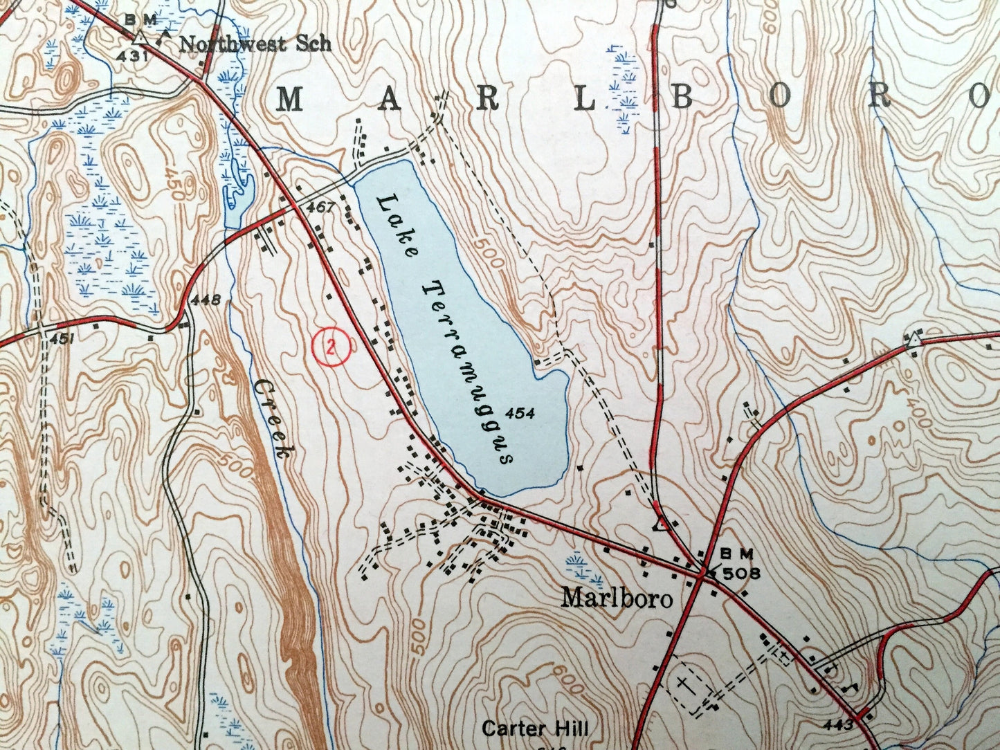 Antique Marlborough, Connecticut 1944 US Geological Survey Topographic Map – Glastonbury, Andover, Hebron, Bolton, Marlboro, Manchester, CT