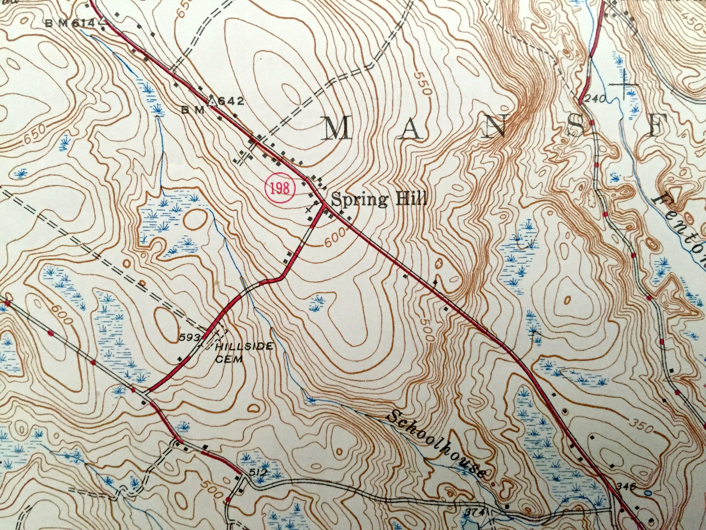 Antique Spring Hill, Connecticut 1945 US Geological Survey Topographic Map – Willington, Ashford, Storrs, Mansfield, Chaplin, University, Ct