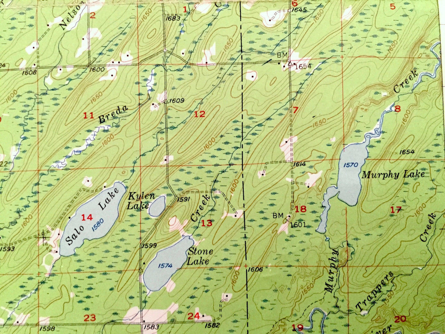 Antique Brimson, Minnesota 1957 US Geological Survey Topographic Map - St Louis County, Ault, Fairbanks, Bassett, Rollins, Breda, Hornby, MN