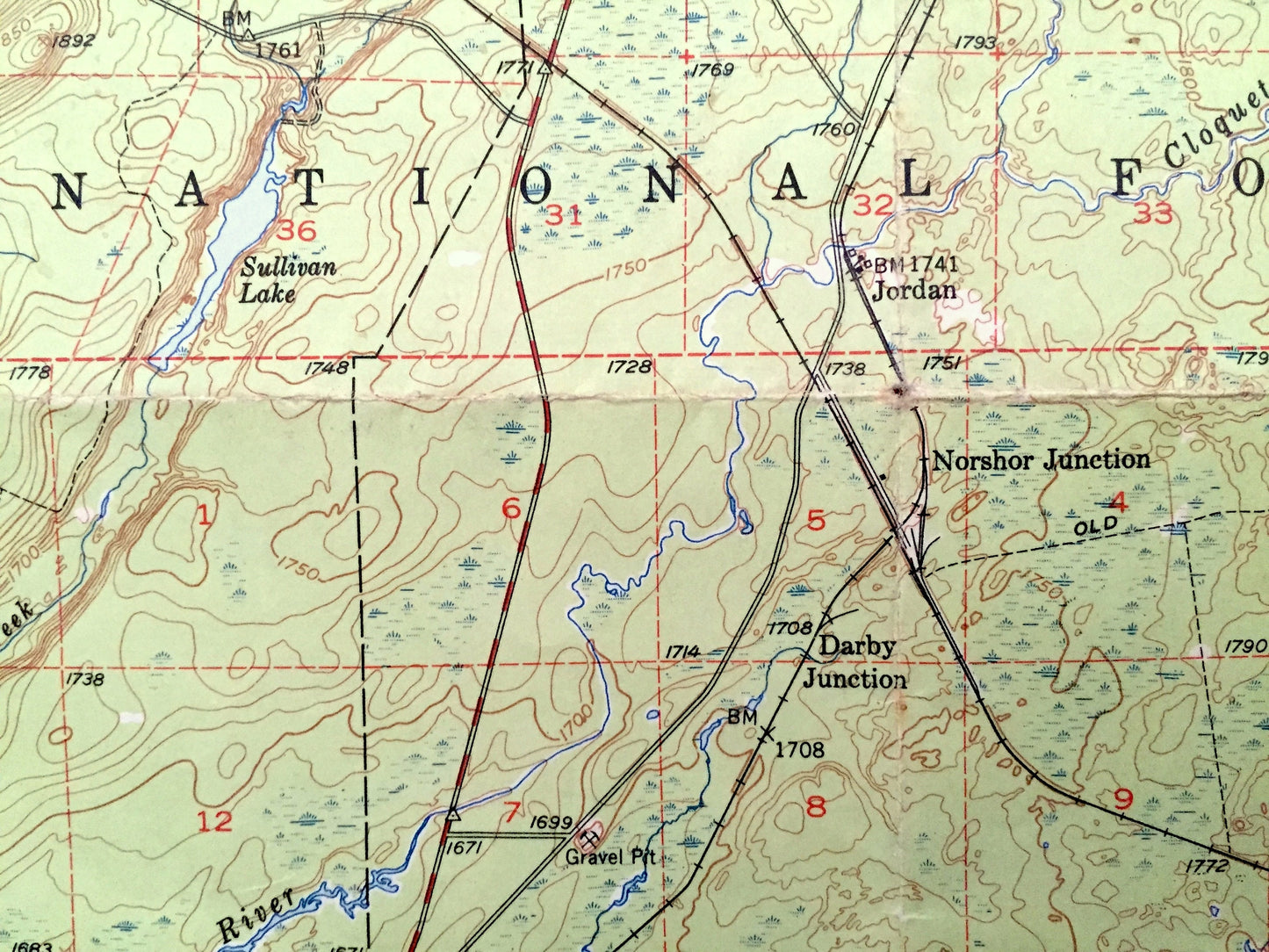 Antique Whyte, Minnesota 1953 US Geological Survey Topographic Map - Lake County, Silver Creek, McNair, Jordan, Superior National Forest, MN
