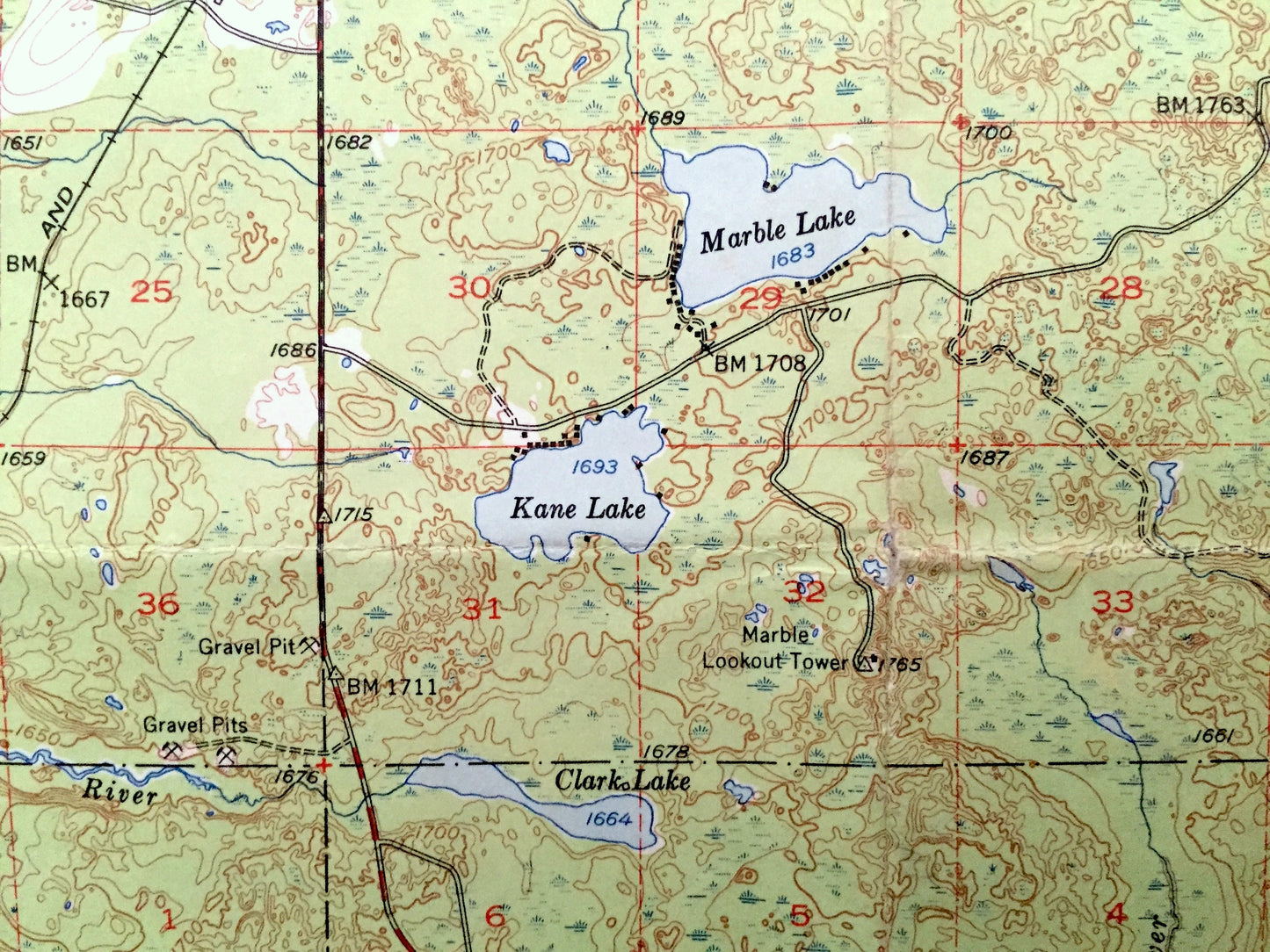 Antique Whyte, Minnesota 1953 US Geological Survey Topographic Map - Lake County, Silver Creek, McNair, Jordan, Superior National Forest, MN