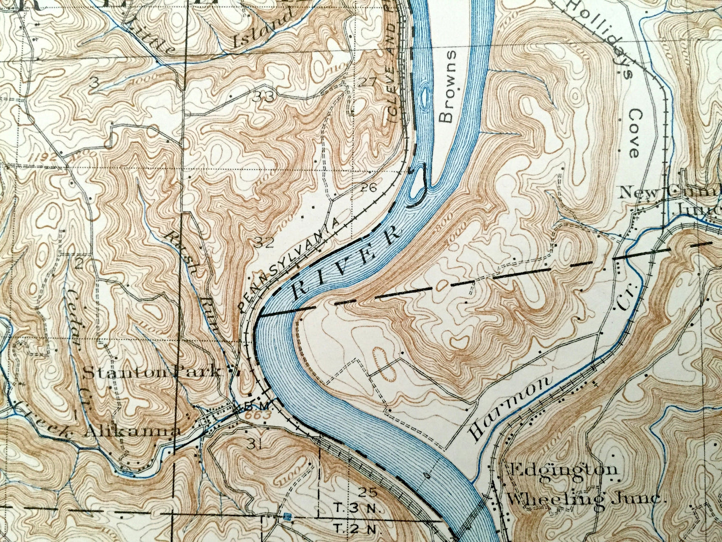 Antique Steubenville, Ohio 1904 US Geological Survey Topographic Map – Knox, Island Creek, Wells, La Belle View, Toronto, Panhandle, OH WV