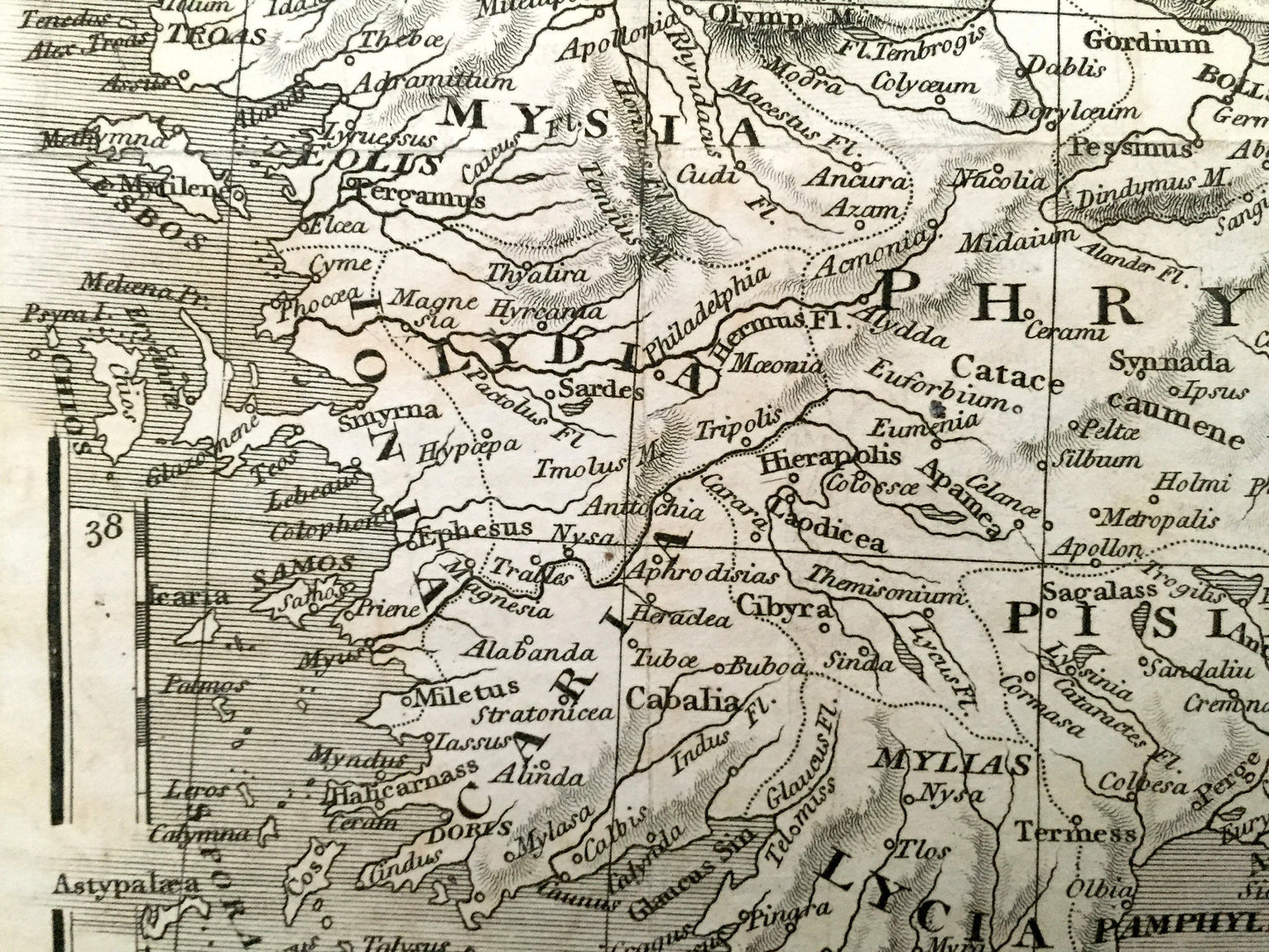 Antique 1808 Asia Minor Map by D'Anville from Rollins' Ancient History – Turkey, Istanbul, Ankara, Black Sea, Georgia, Romania, Crimea
