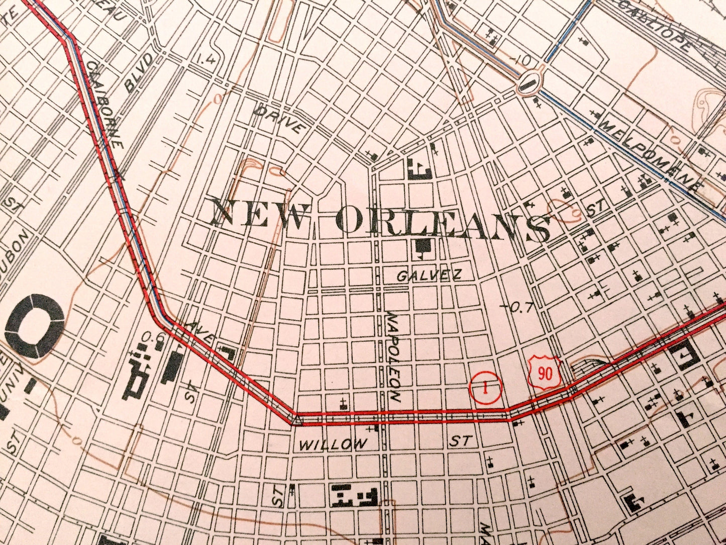 Antique New Orleans, Louisiana 1951 WALL SIZE US Geological Survey Topographic Map – Big Easy, Bourbon Street, French Quarter, Saints, la