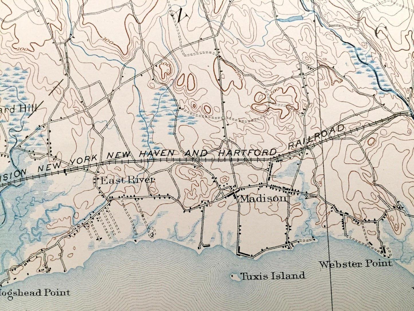 Antique Guilford, Connecticut 1893 US Geological Survey Topographic Map – Madison, Clinton, Killingworth, Durham, Haddam, Saybrook, Coast CT