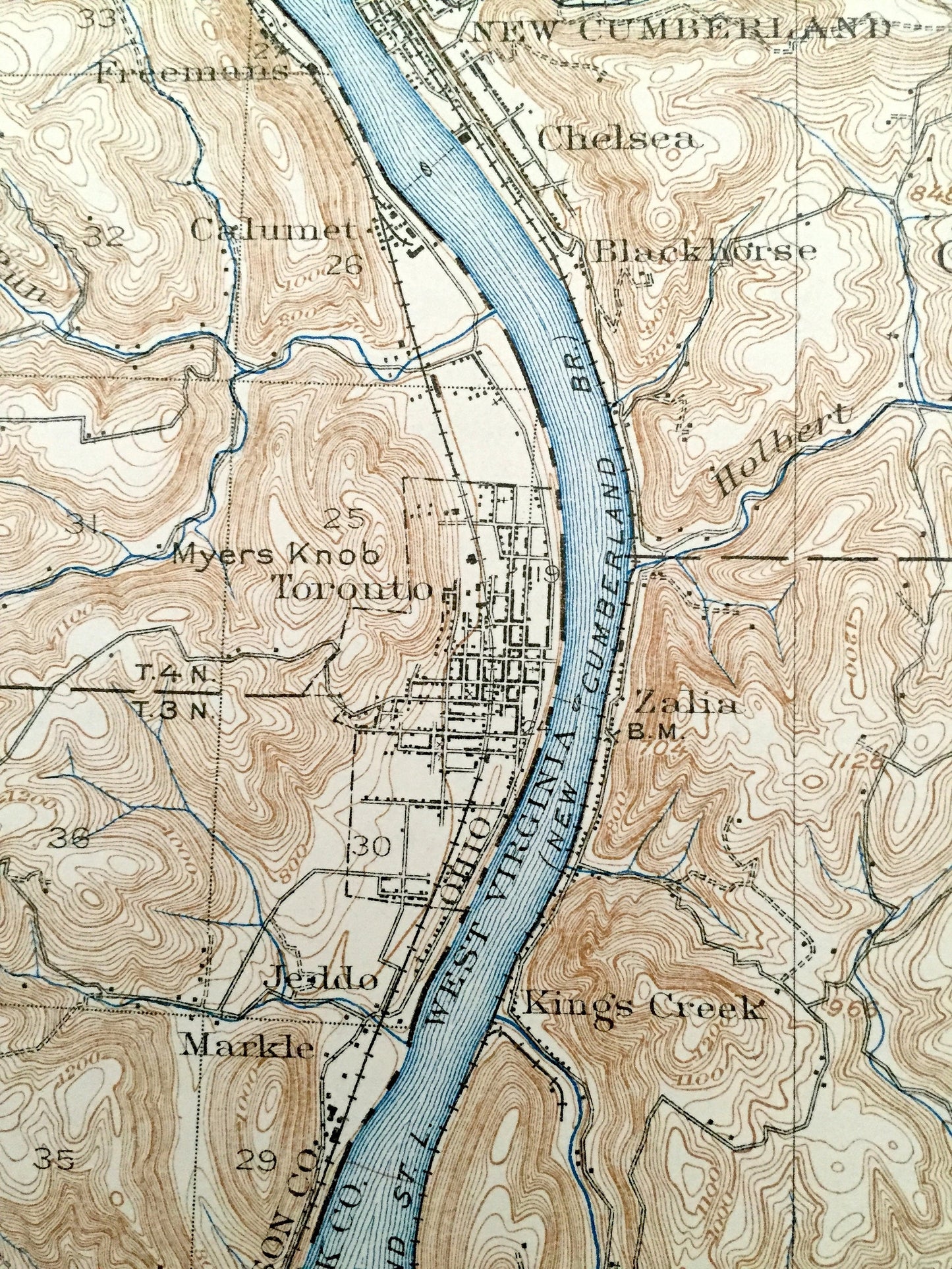 Antique Steubenville, Ohio 1904 US Geological Survey Topographic Map – Knox, Island Creek, Wells, La Belle View, Toronto, Panhandle, OH WV