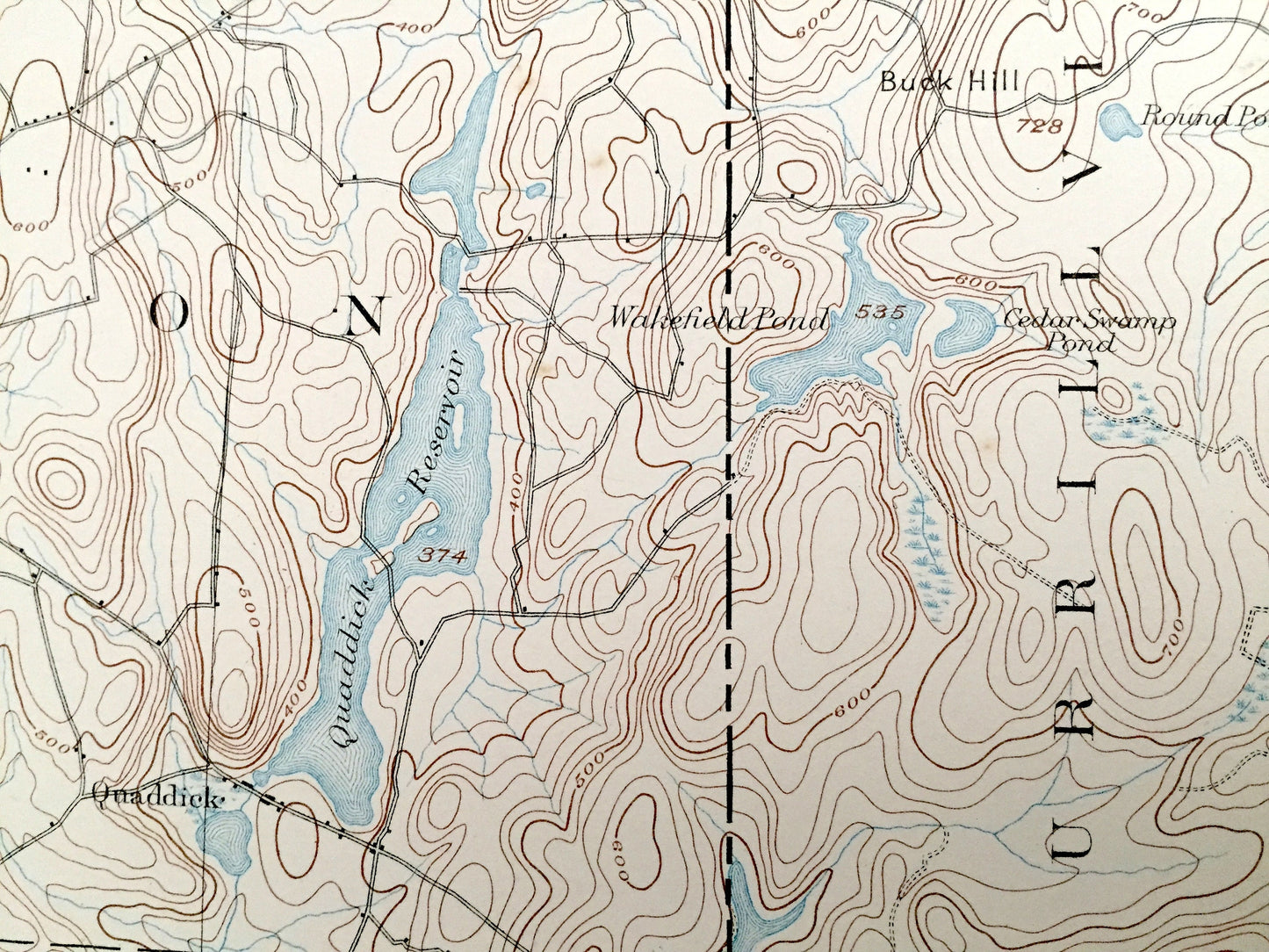 Antique Putnam, Connecticut 1893 US Geological Survey Topographic Map – Pomfret, Thompson, Danielson, Killingly, Glocester, Rhode Island CT