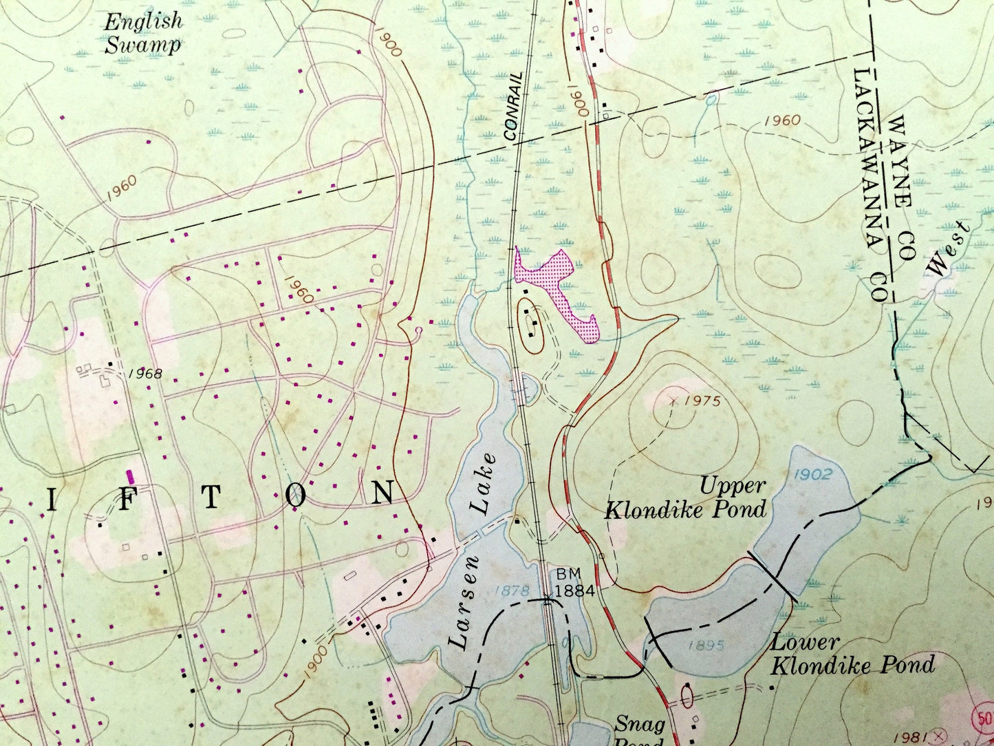 Antique Sterling, Pennsylvania 1965 US Geological Survey Topographic Map - Wayne, Lackawanna County, Madison, Lehigh, Clifton, Poconos PA