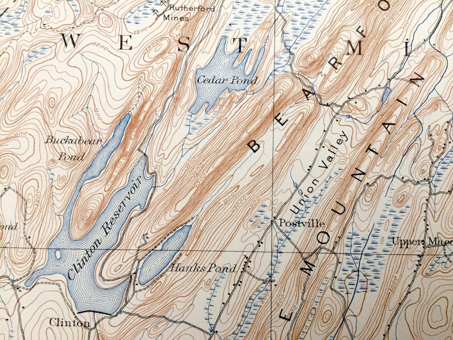 Antique Greenwood Lake, New Jersey & New York 1910 US Geological Survey Map – Warwick, Milford, Vernon, Pompton, Wawayanda, Passaic, Sussex