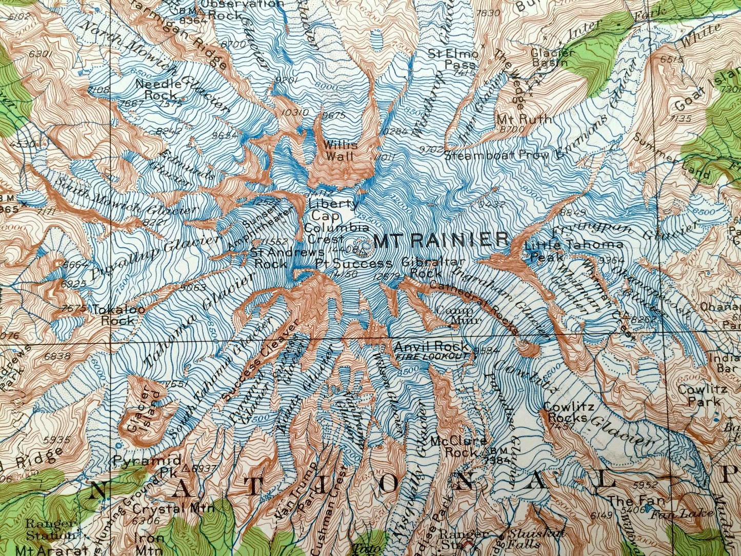 Antique Mt Rainier National Park, Washington 1924 US Geological Survey Topographic Map – Pierce County, Cascade Range, Gifford Pinchot Mount
