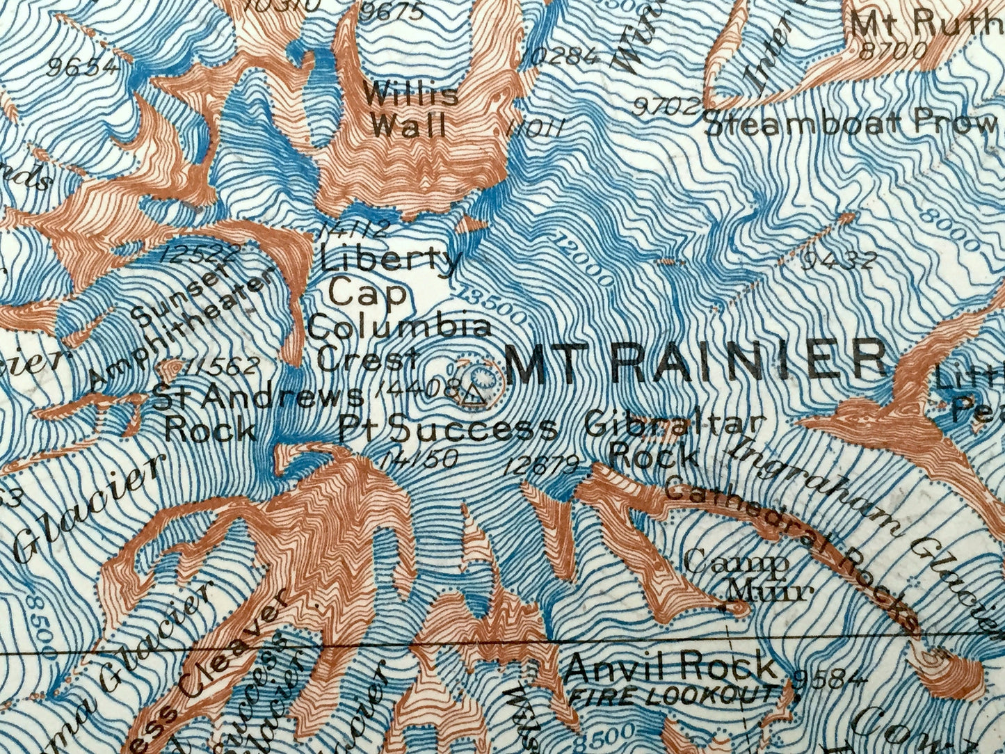 Antique Mt Rainier National Park, Washington 1924 US Geological Survey Topographic Map – Pierce County, Cascade Range, Gifford Pinchot Mount