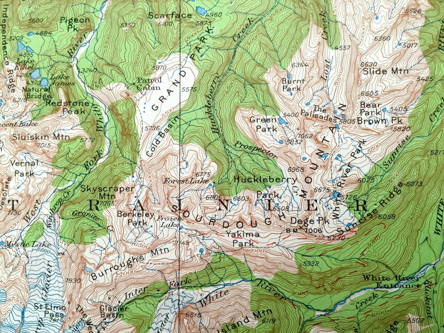 Antique Mt Rainier National Park, Washington 1924 US Geological Survey Topographic Map – Pierce County, Cascade Range, Gifford Pinchot Mount