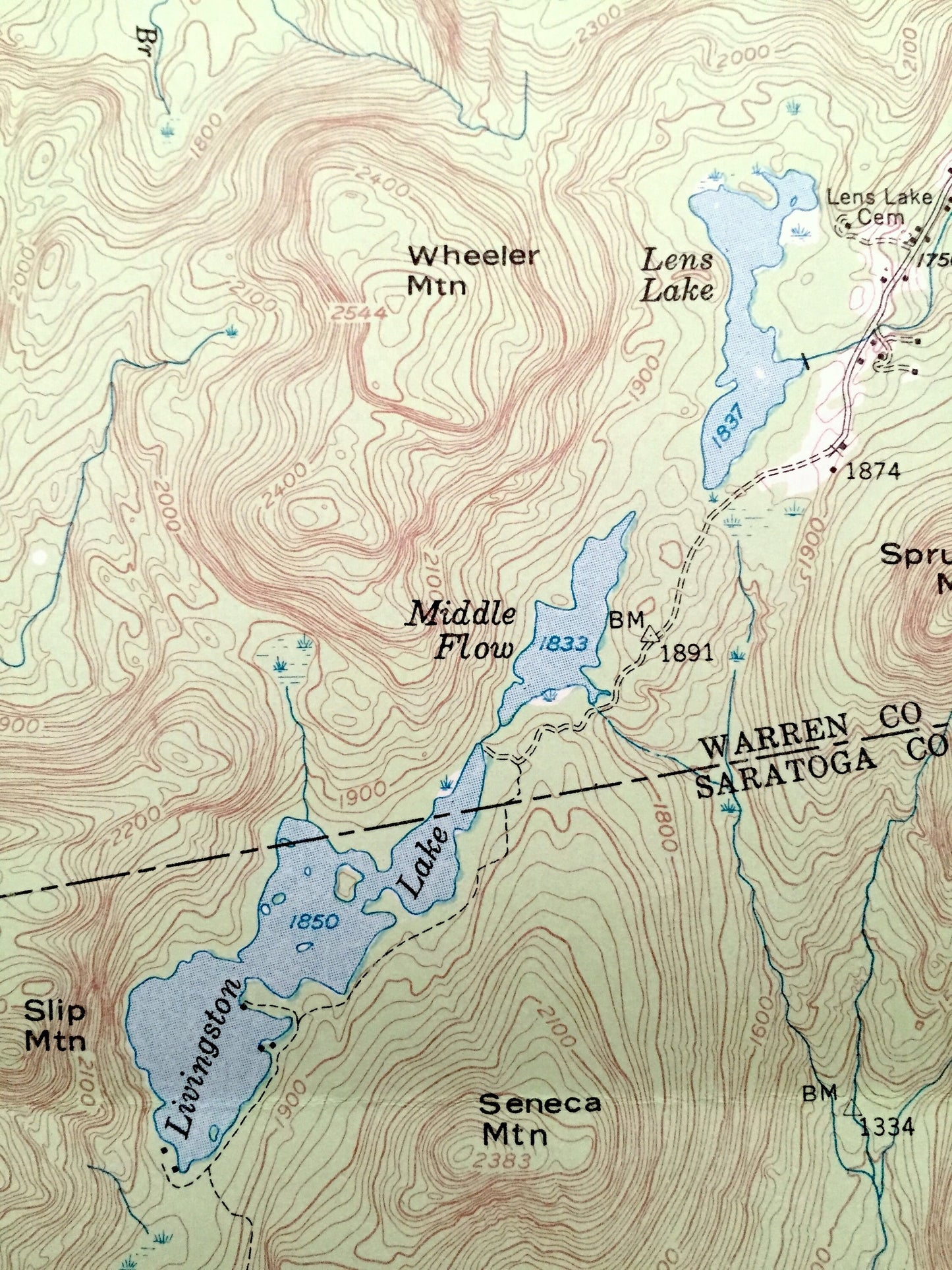 Antique Harrisburg, New York 1954 US Geological Survey Topographic Map – Adirondacks, Sacandaga, Edinburg, Day Hope Falls Saratoga Warren NY