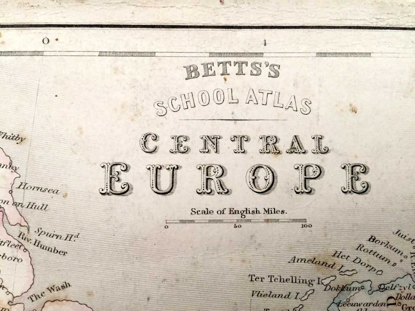 Antique 1838 Central Europe Map from Betts School Atlas – England, France, Prussia, Germany, Austria, Hungary, Italy, Switzerland, Czech EUR