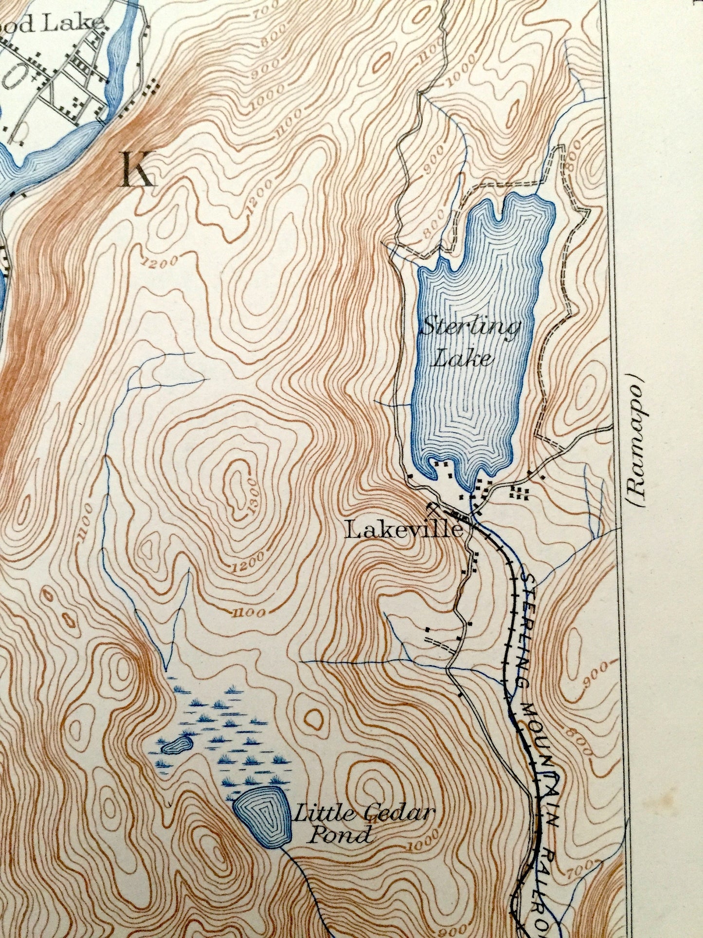 Antique Greenwood Lake, New Jersey & New York 1910 US Geological Survey Map – Warwick, Milford, Vernon, Pompton, Wawayanda, Passaic, Sussex