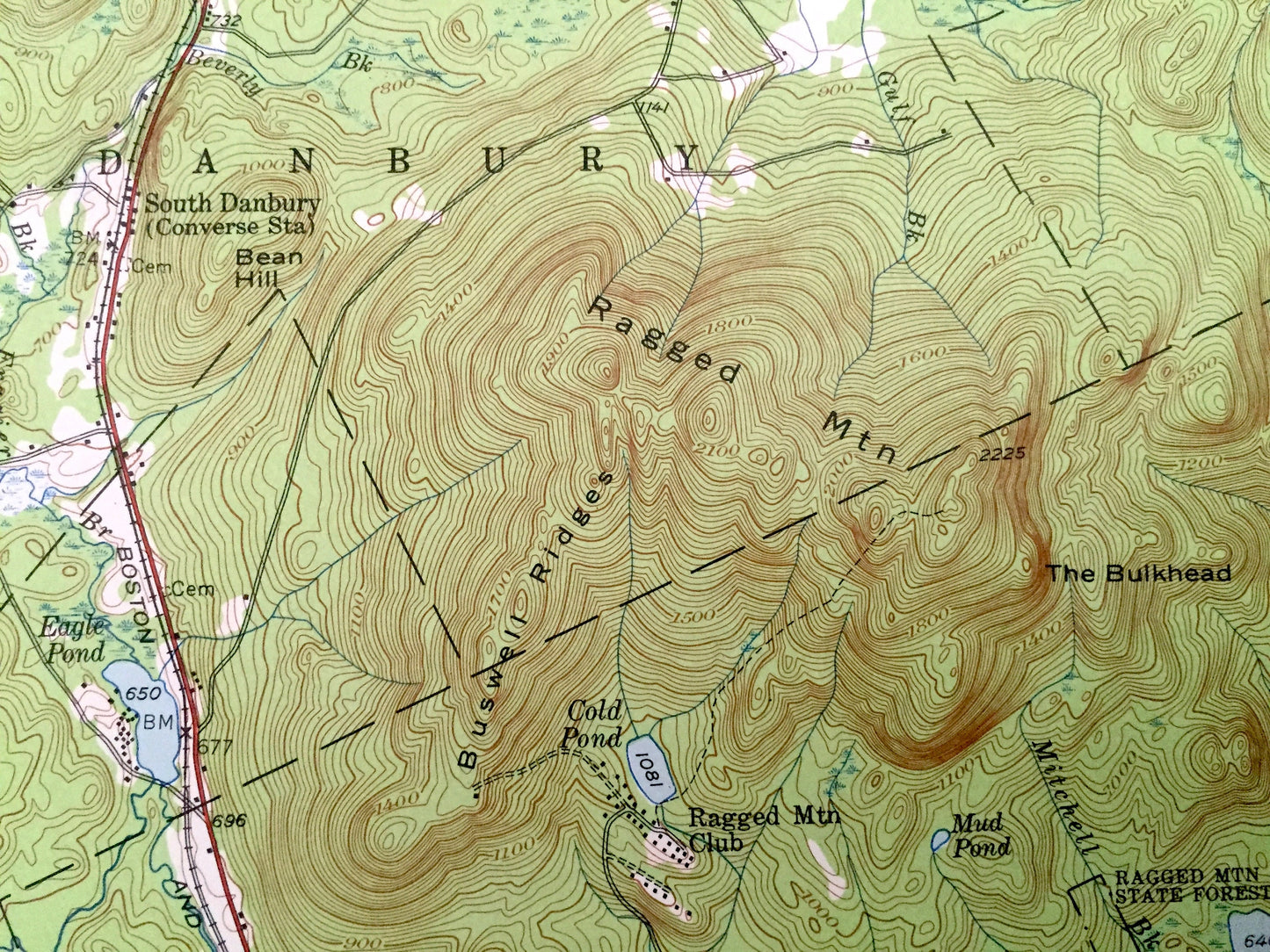 Antique Mount Kearsarge, New Hampshire 1956 US Geological Survey Topographic Map – Sutton, Salisbury, Warner Andover Willmot Danbury Hill NH