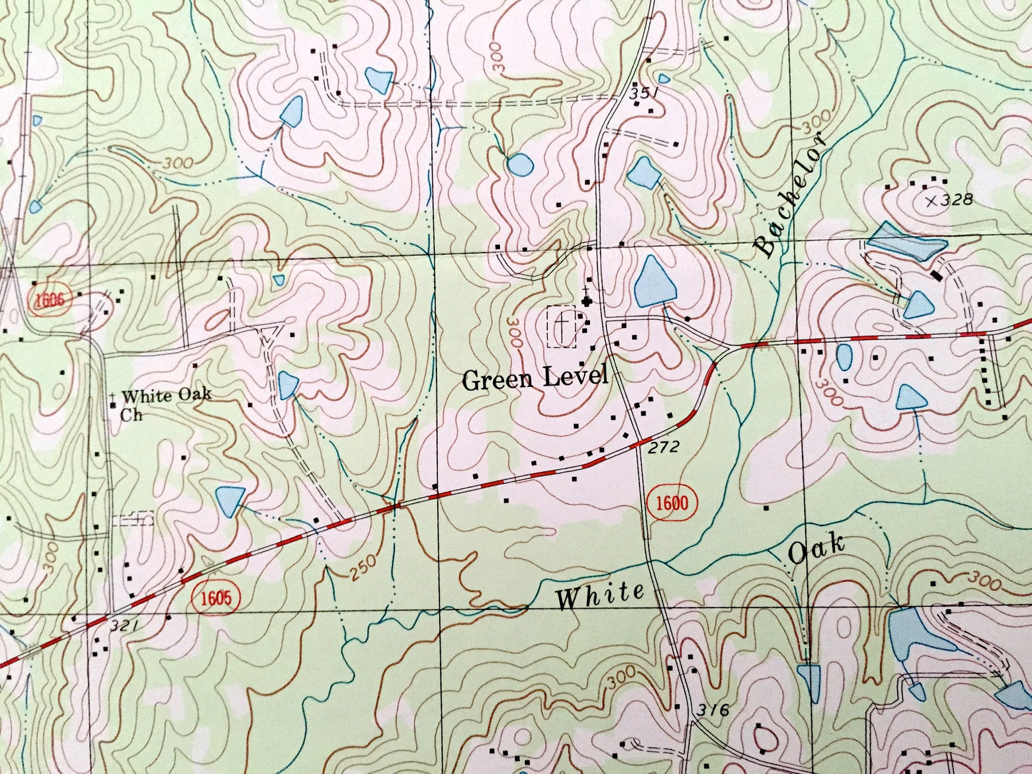 Antique Green Level, North Carolina 1993 US Geological Survey Topographic Map – Durham, Wake, Chatham County, B Everrett Jordan Lake, NC