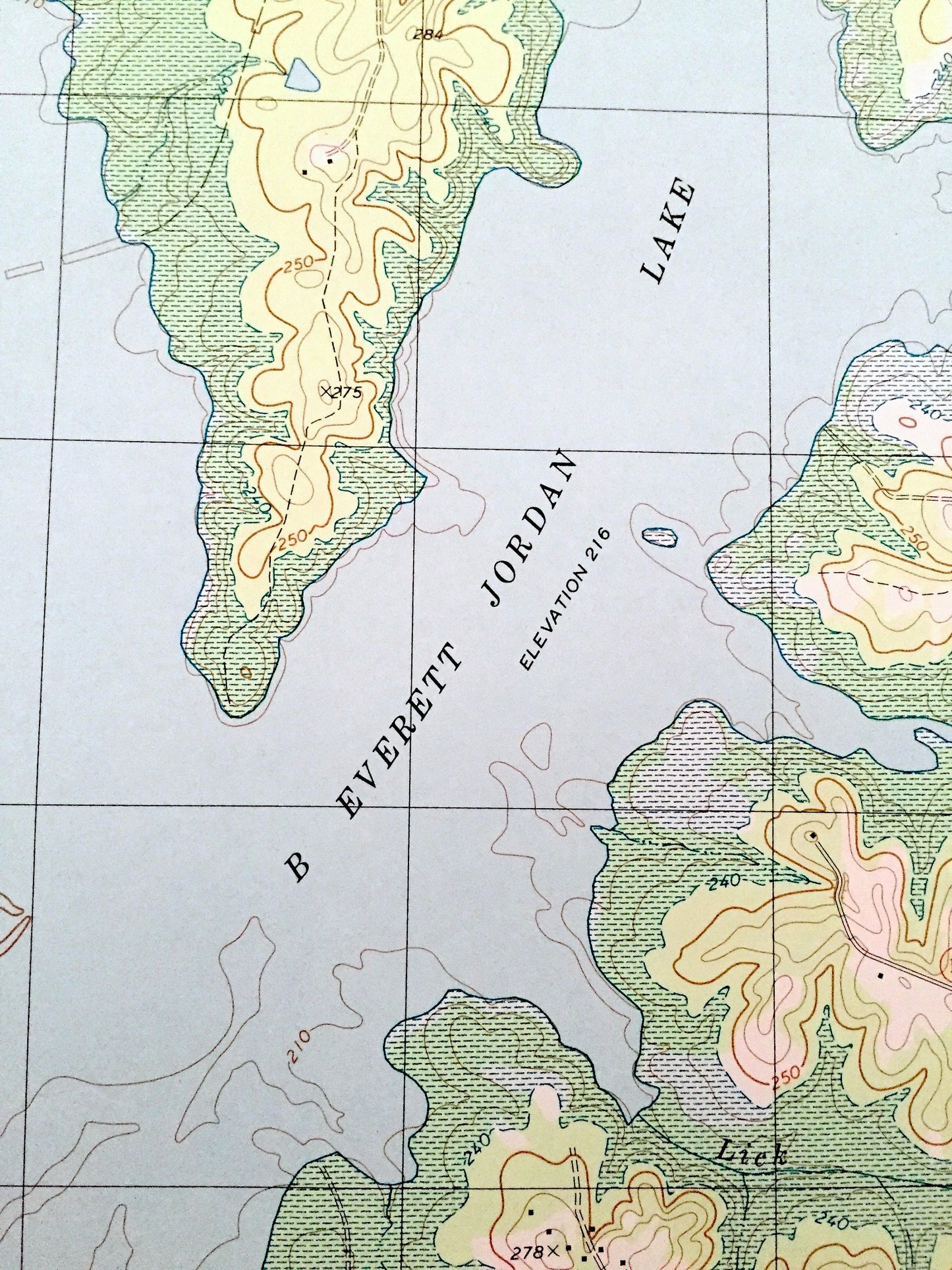 Antique Green Level, North Carolina 1993 US Geological Survey Topographic Map – Durham, Wake, Chatham County, B Everrett Jordan Lake, NC