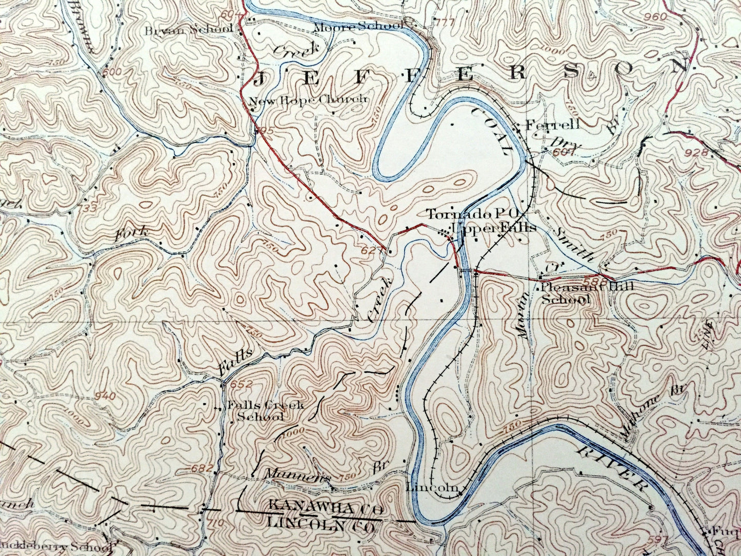 Antique Saint Albans, West Virginia 1933 US Geological Survey Topographic Map – Kanawha County, Raymond, Ballard, Curry, High Lawn, Calvert