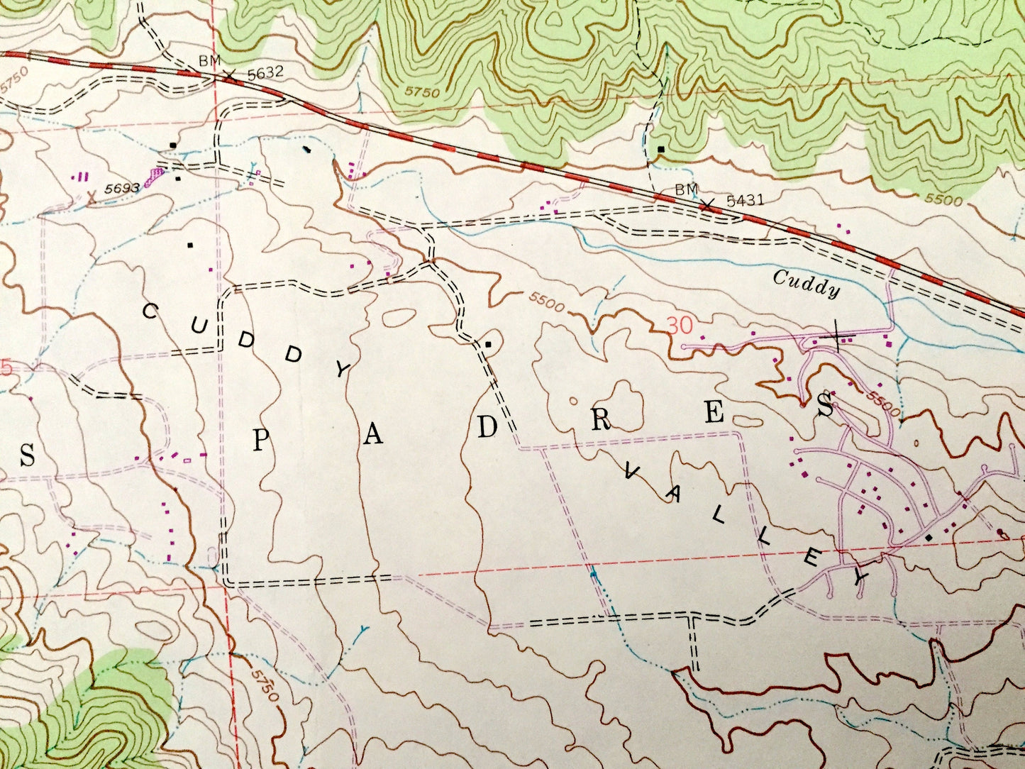Antique Cuddy Valley, California 1943 US Geological Survey Topographic Map – Kern, Ventura County, Los Padres National Forest, Mt Pinos, CA