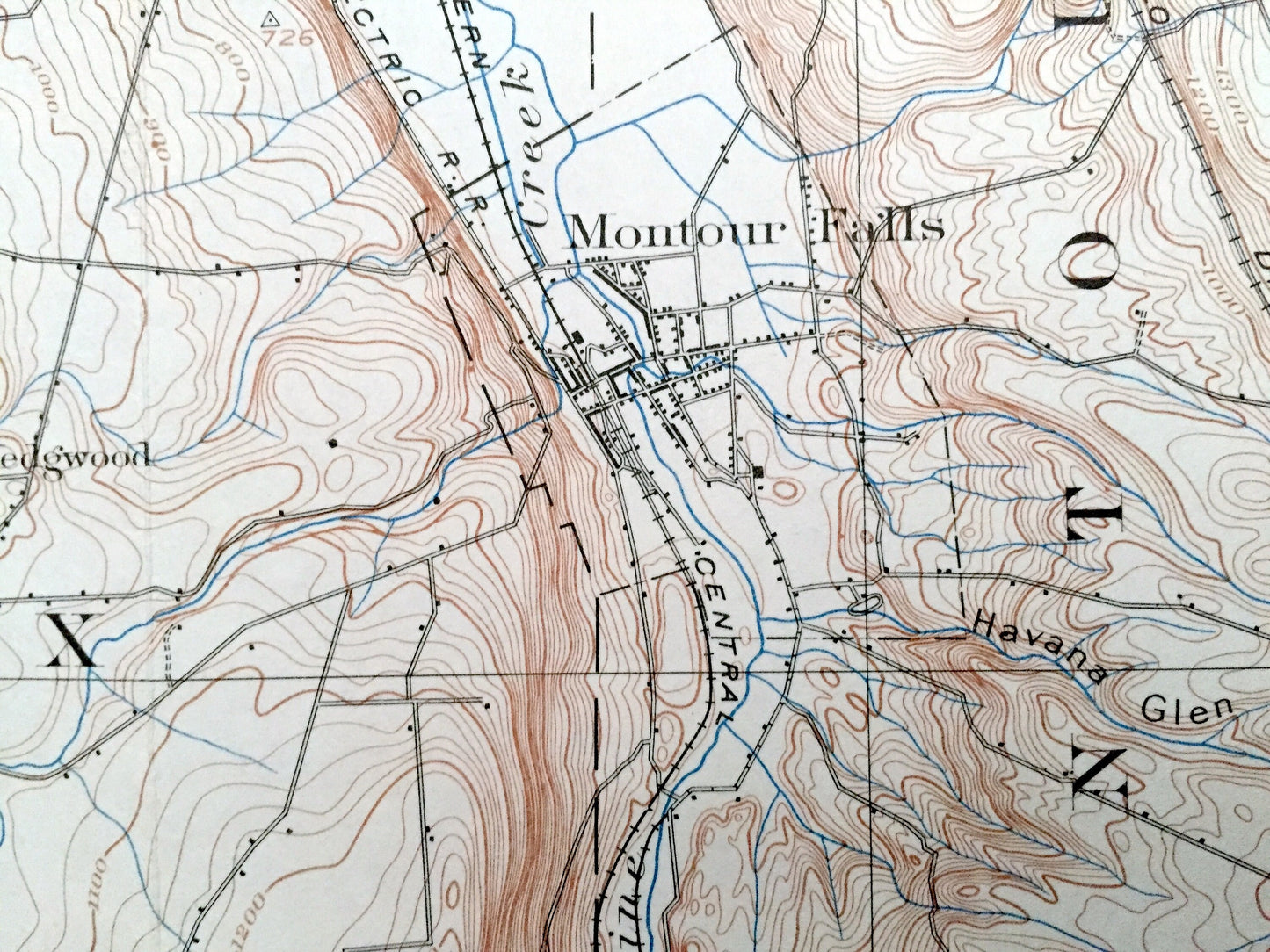 Antique Watkins Glen, New York 1898 US Geological Survey Topographic Map – Schuyler County, Montour, Catlin, Hornby, Hector, Reading NY