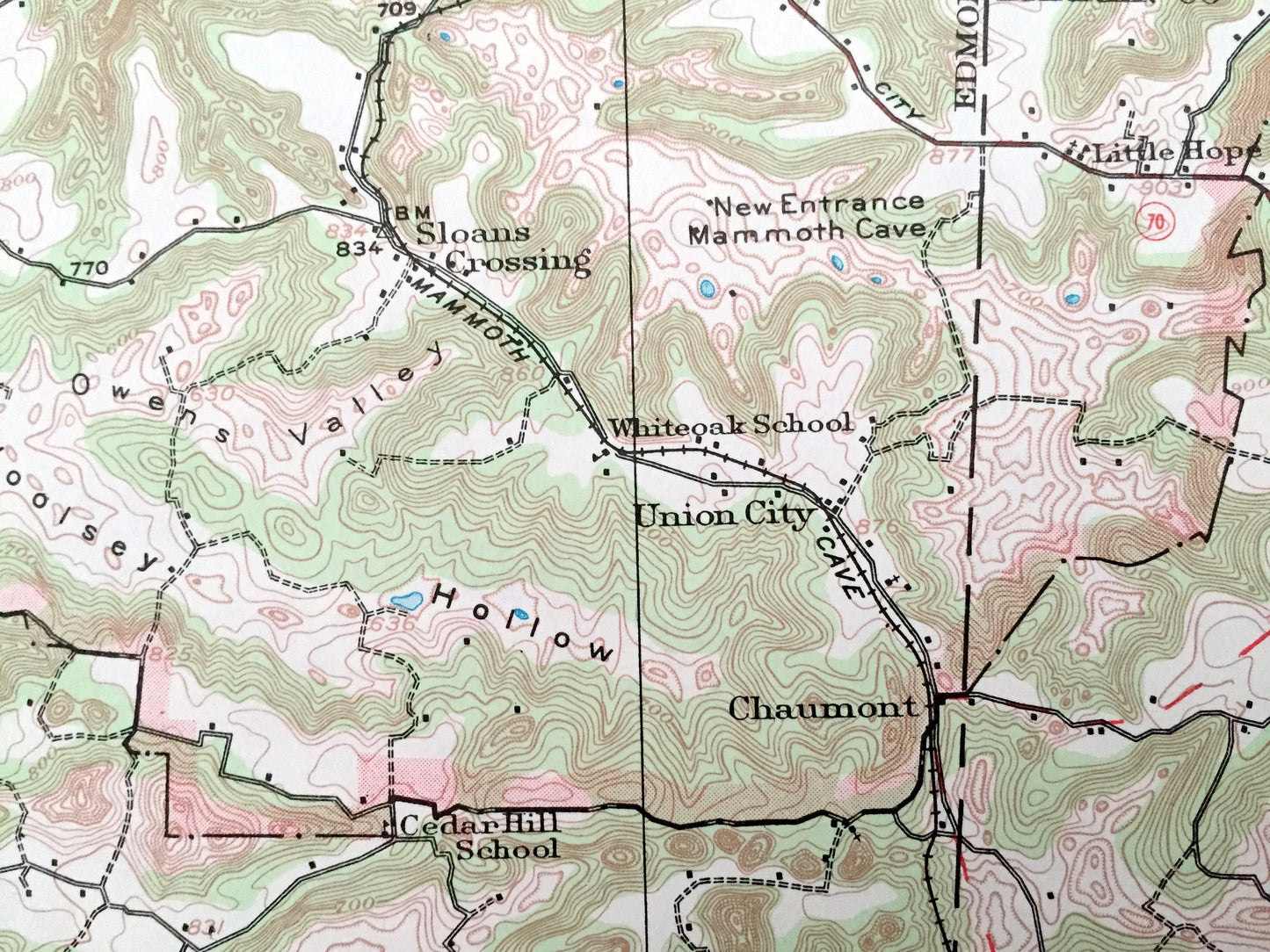 Antique Mammoth Cave, Kentucky 1922 US Geological Survey Topographic Map – National Park, Pig, Cedar Spring, Smiths Grove, Park City, KY