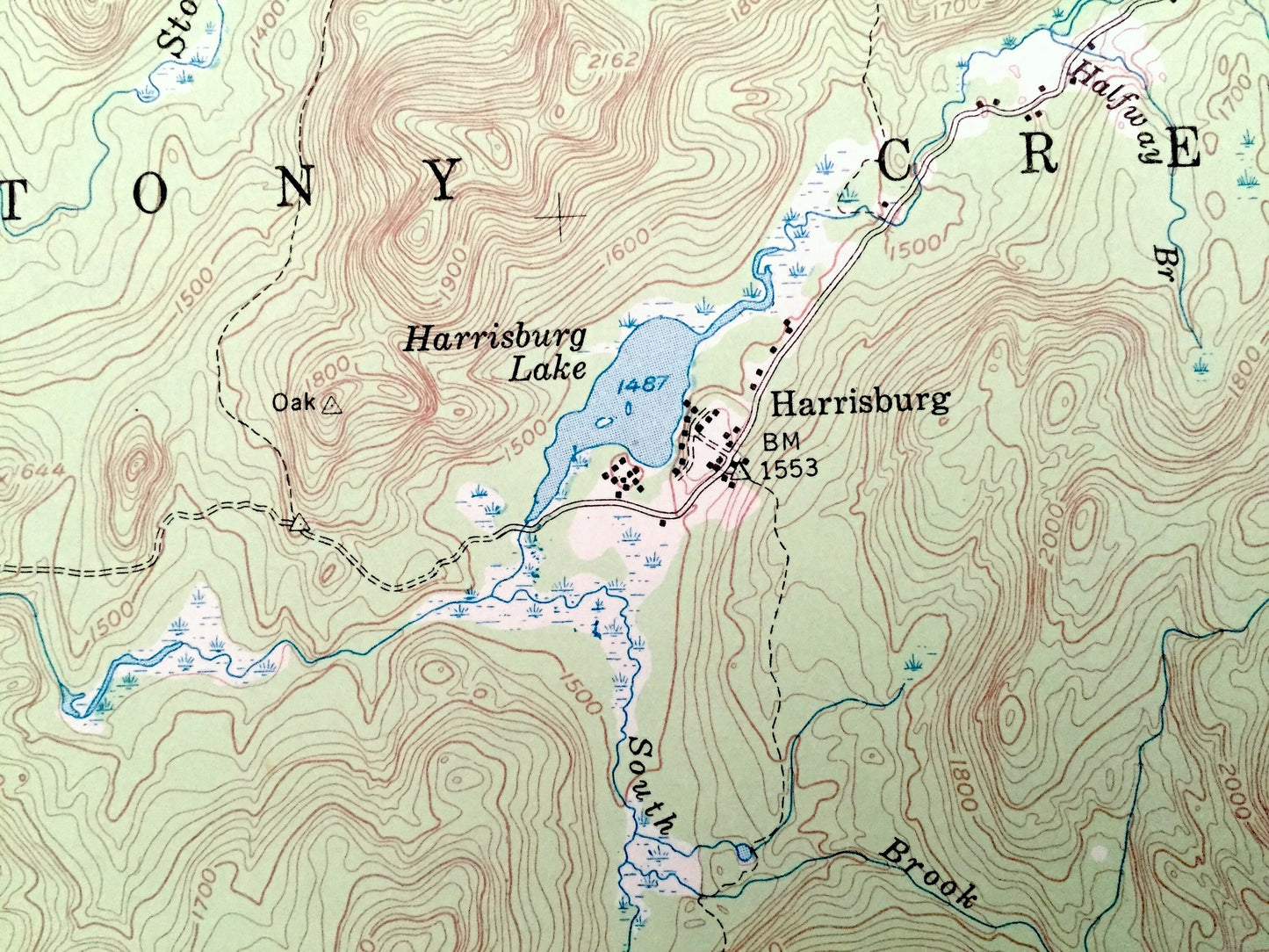 Antique Harrisburg, New York 1954 US Geological Survey Topographic Map – Adirondacks, Sacandaga, Edinburg, Day Hope Falls Saratoga Warren NY