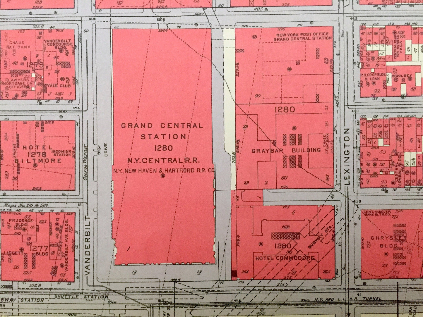 Antique Manhattan, New York Map from Bromley's 1934 Manhattan Land Book – Midtown, Turtle Bay, United Nations, Sutton Place East Side NY NYC