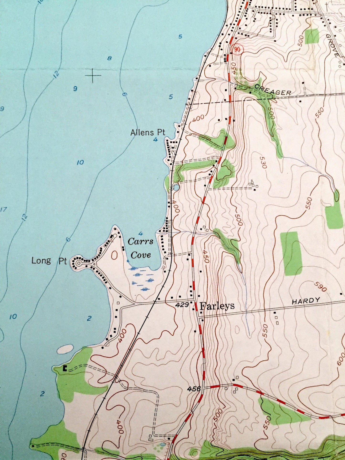 Antique Union Springs, New York 1955 US Geological Survey Topographic Map – Cayuga County, Springport, Ledyard, Fayette, Varick, Romulus, NY