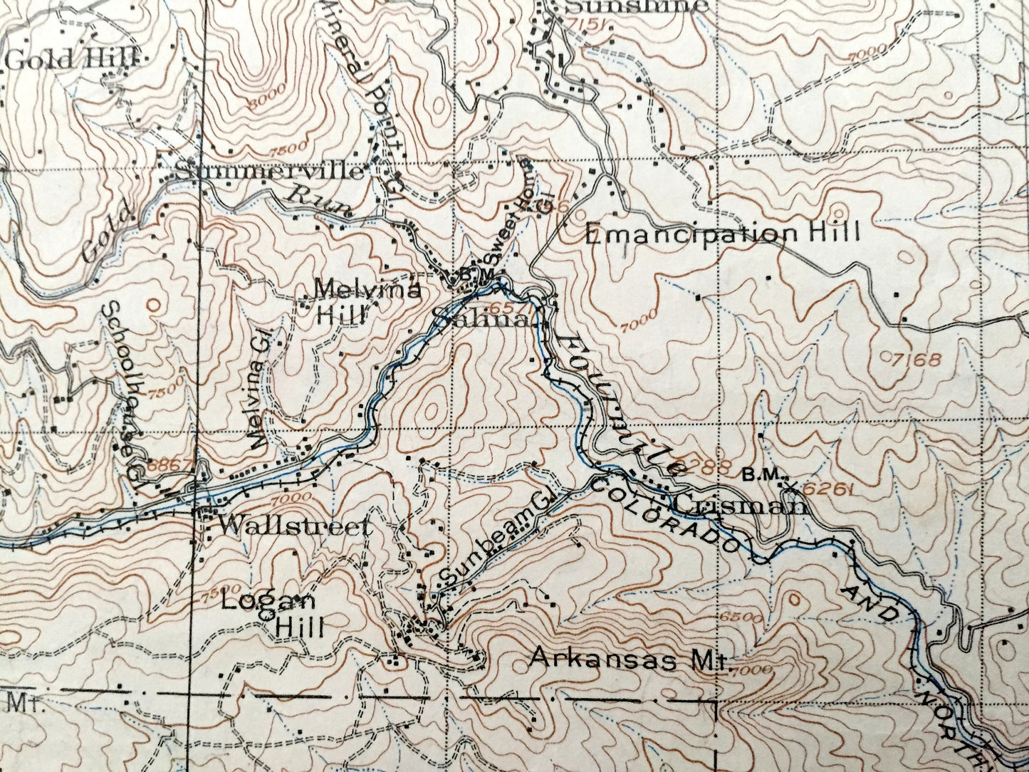 Antique Boulder, Colorado 1904 US Geological Survey Topographic Map – Rocky Mountains, Lyons, Salina, Gold Hill, Sugarloaf, Jamestown, CO