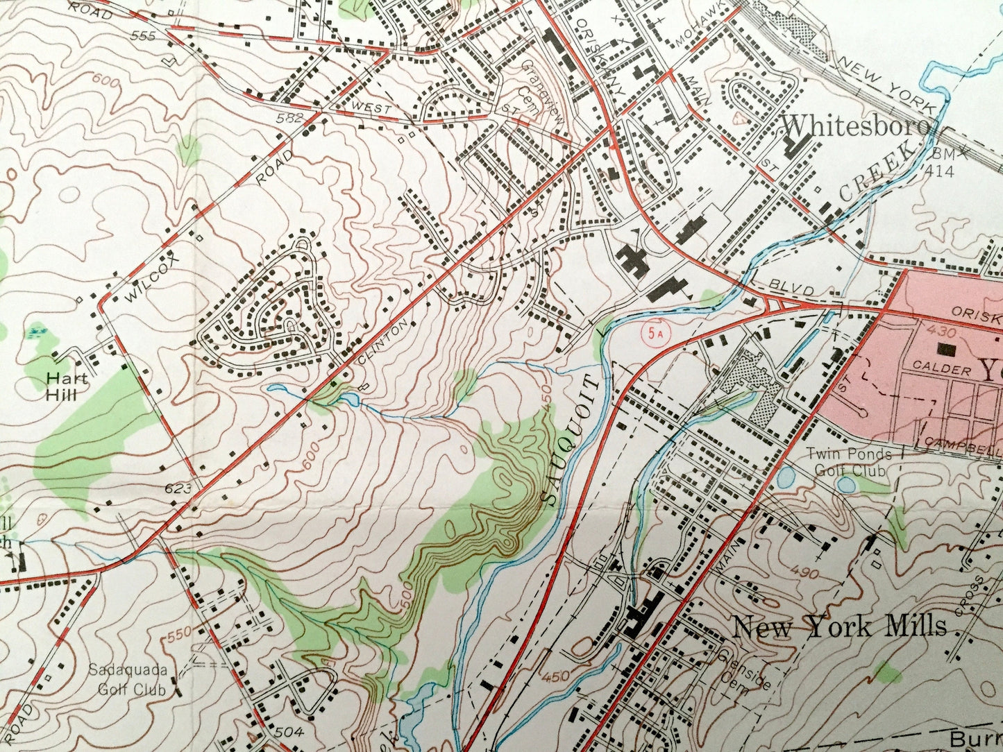 Antique Utica West, New York 1955 US Geological Survey Topographic Map – Oneida County, Yorkville, New Hartford, Kirkland, Paris, Marcy, NY