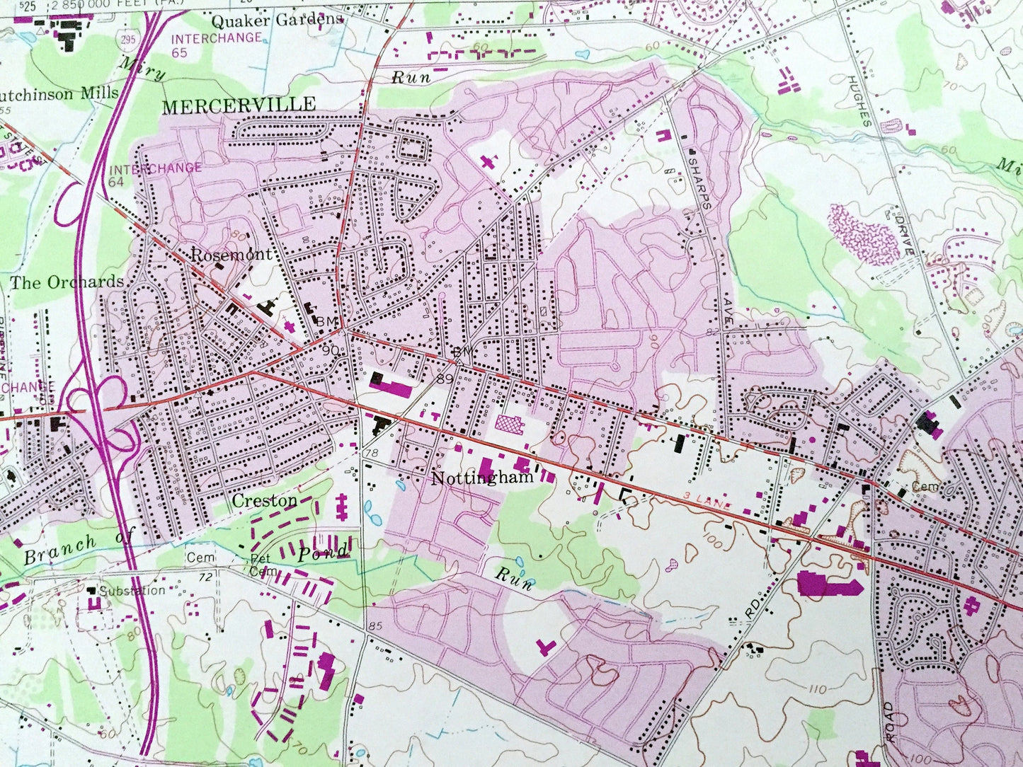 Antique Trenton East, NJ - PA 1957 US Geological Survey Topographic Map – Mercer County, Washington, Bordentown, Chesterfield, New Jersey