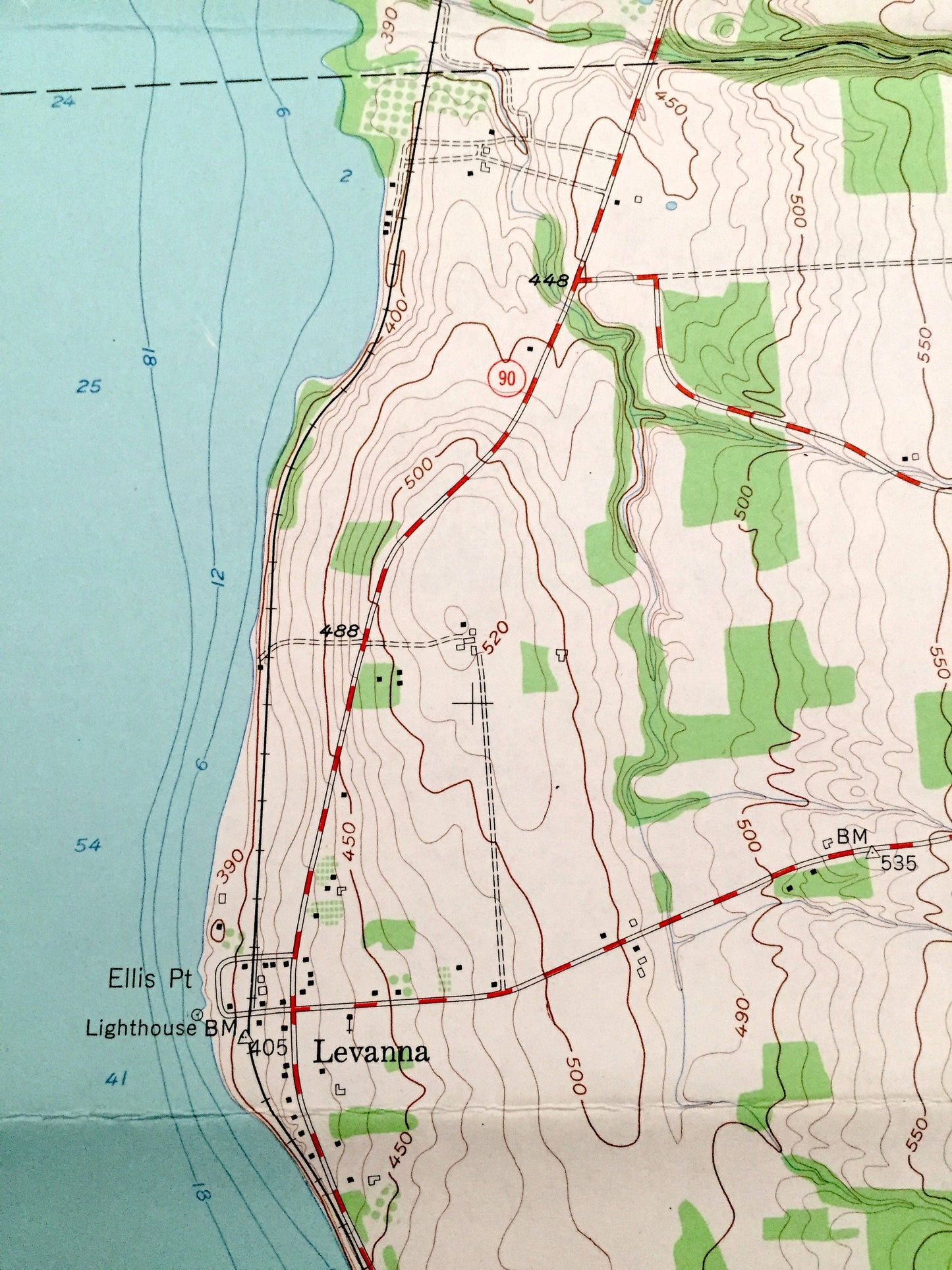 Antique Union Springs, New York 1955 US Geological Survey Topographic Map – Cayuga County, Springport, Ledyard, Fayette, Varick, Romulus, NY