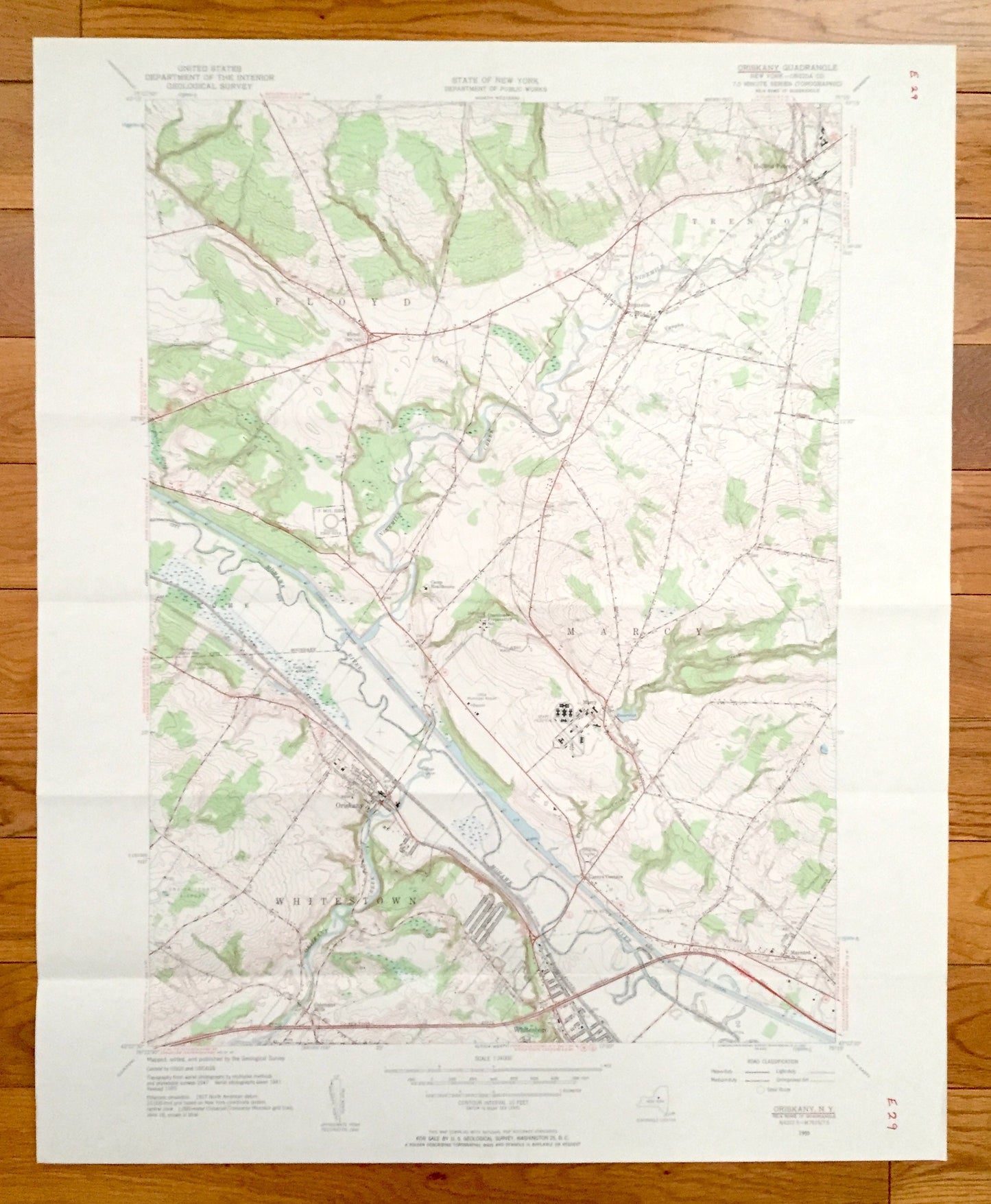Antique Oriskany, New York 1955 US Geological Survey Topographic Map – Oneida County, Floyd, Marcy, Whitestown, Trenton, Rome, Stittville NY