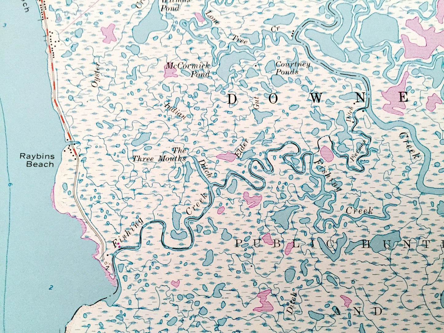 Antique Fortescue, New Jersey 1956 US Geological Survey Topographic Map – Cumberland County, Downe, NJ, Kent County, DE