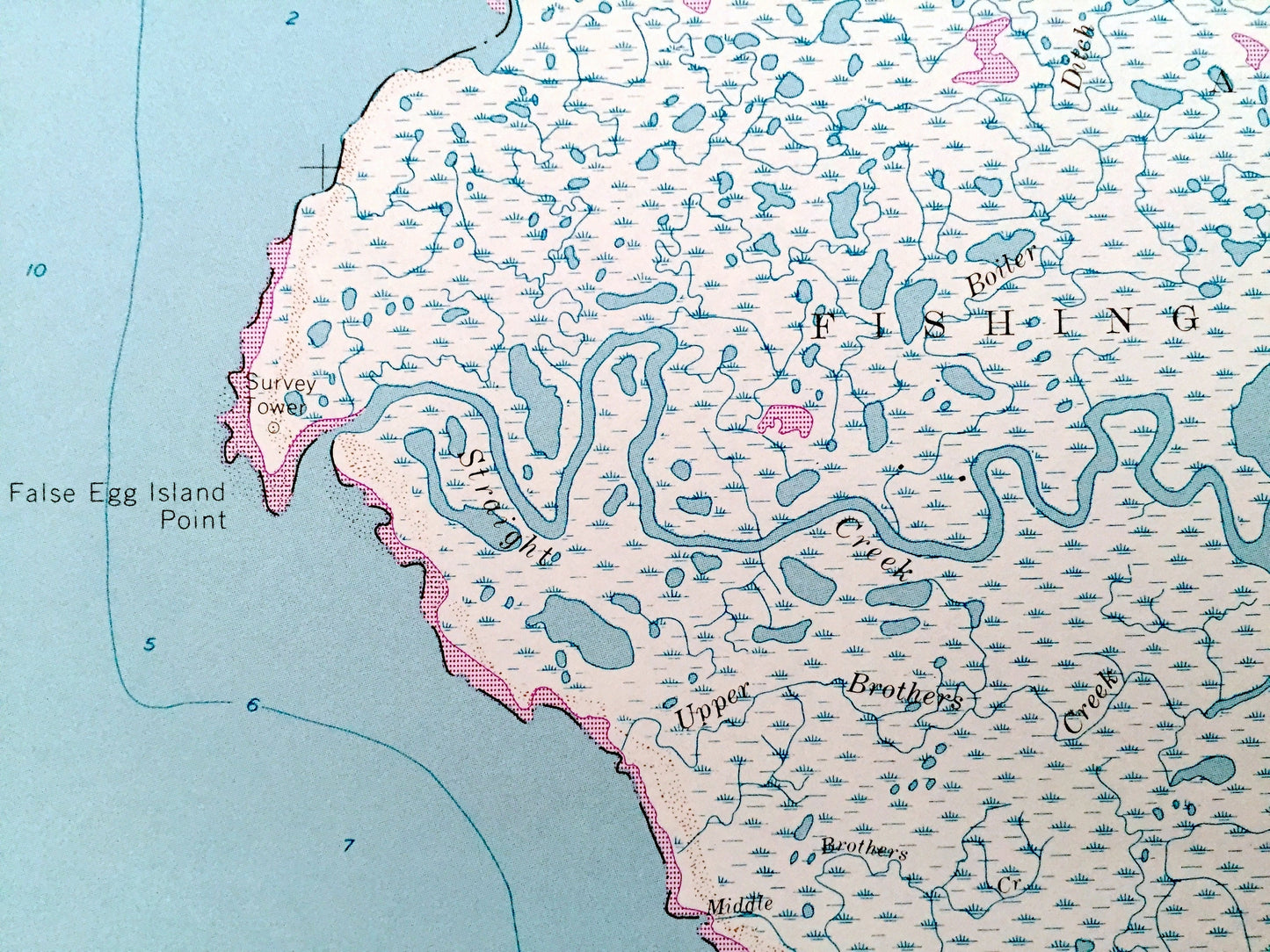 Antique Fortescue, New Jersey 1956 US Geological Survey Topographic Map – Cumberland County, Downe, NJ, Kent County, DE