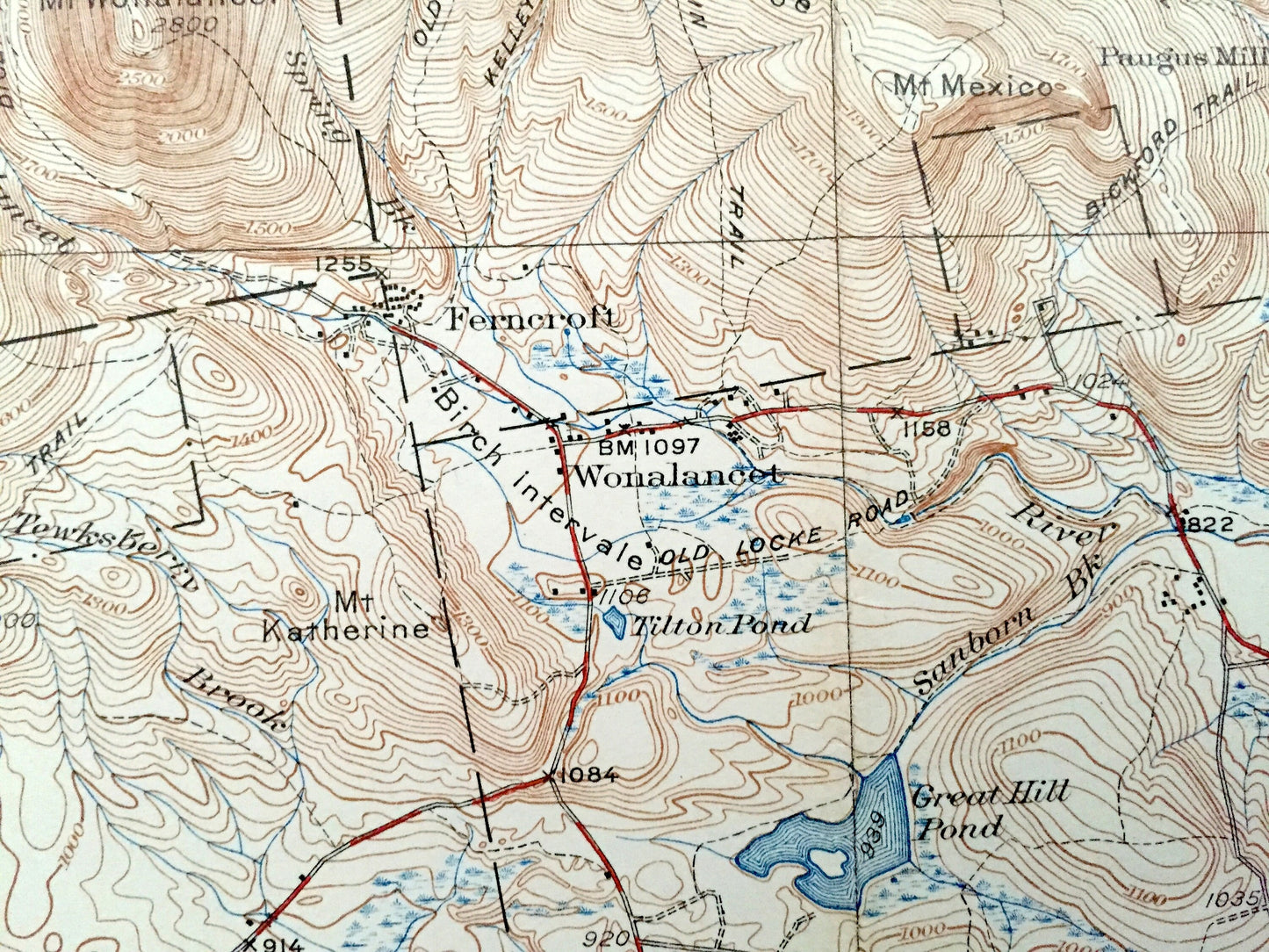 Antique Sandwich, New Hampshire 1931 US Geological Survey Topographic Map – Waterville, Moultonbroro, Squam Lake White Mountains Chocorua NH