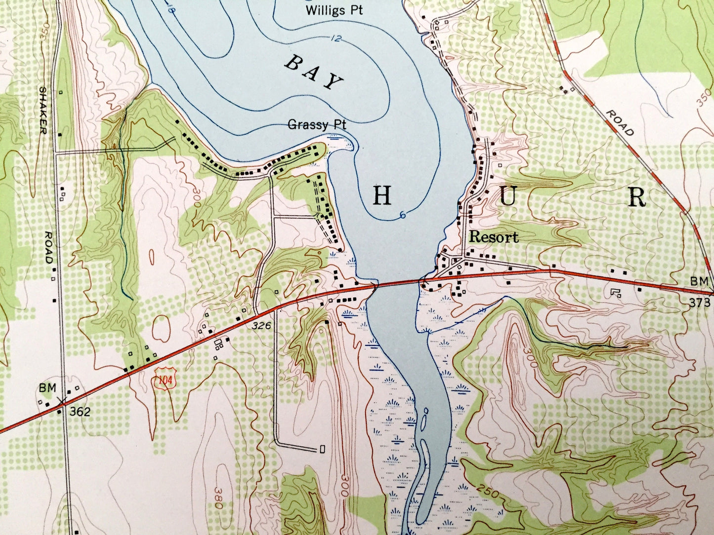Antique Rose, New York 1953 US Geological Survey Topographic Map – Wayne County, Huron, Sodus Bay, Lyons, Alton, Lummisville, Resort, NY