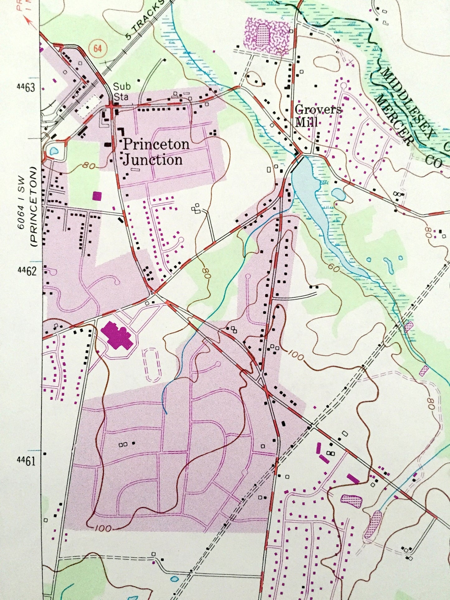 Antique Hightstown, New Jersey 1954 US Geological Survey Topographic Map – Cranbury, South Brunswick, West Windsor, East, Plainsboro, NJ