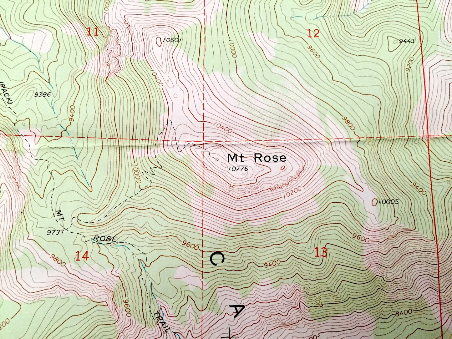 Antique Mt Rose, Nevada 1968 US Geological Survey Topographic Map – Washoe County, Toiyabe National Forest, Carson Range, Incline Village NV