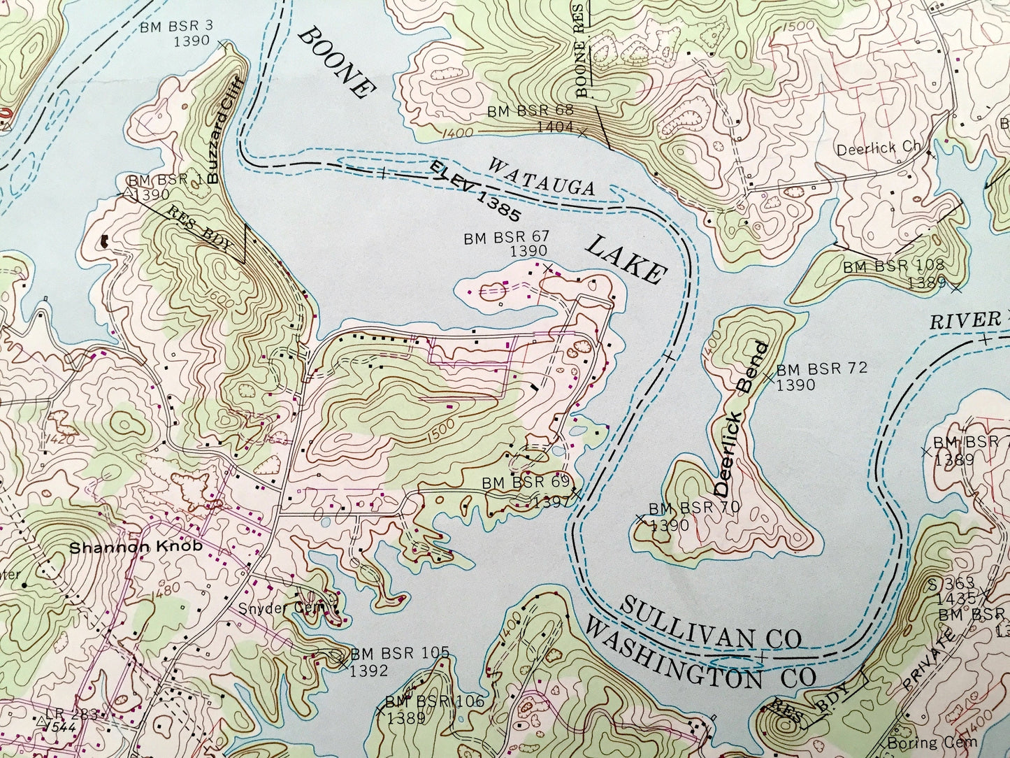 Antique Boone Dam, Tennessee 1959 US Geological Survey Topographic Map – Sullivan County, Colonial Heights, Gray Fordtown, Flourville, TN