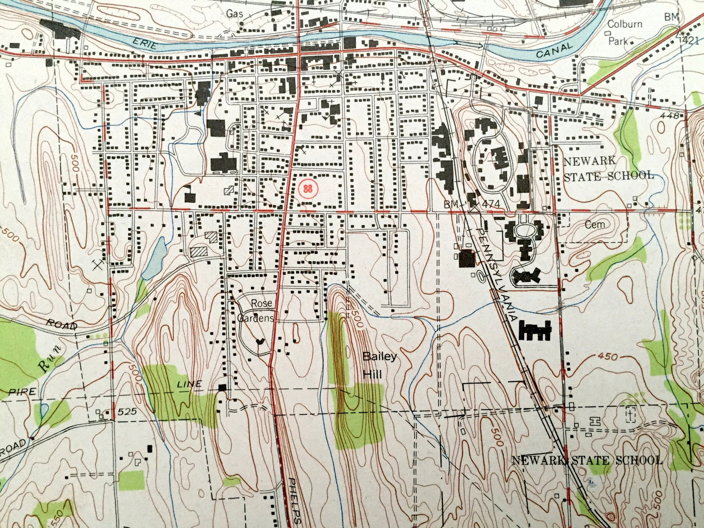 Antique Newark, New York 1952 US Geological Survey Topographic Map - Wayne, Ontario County, Arcadia, Lyons, Phelps, Fairville, Mud Mills, NY