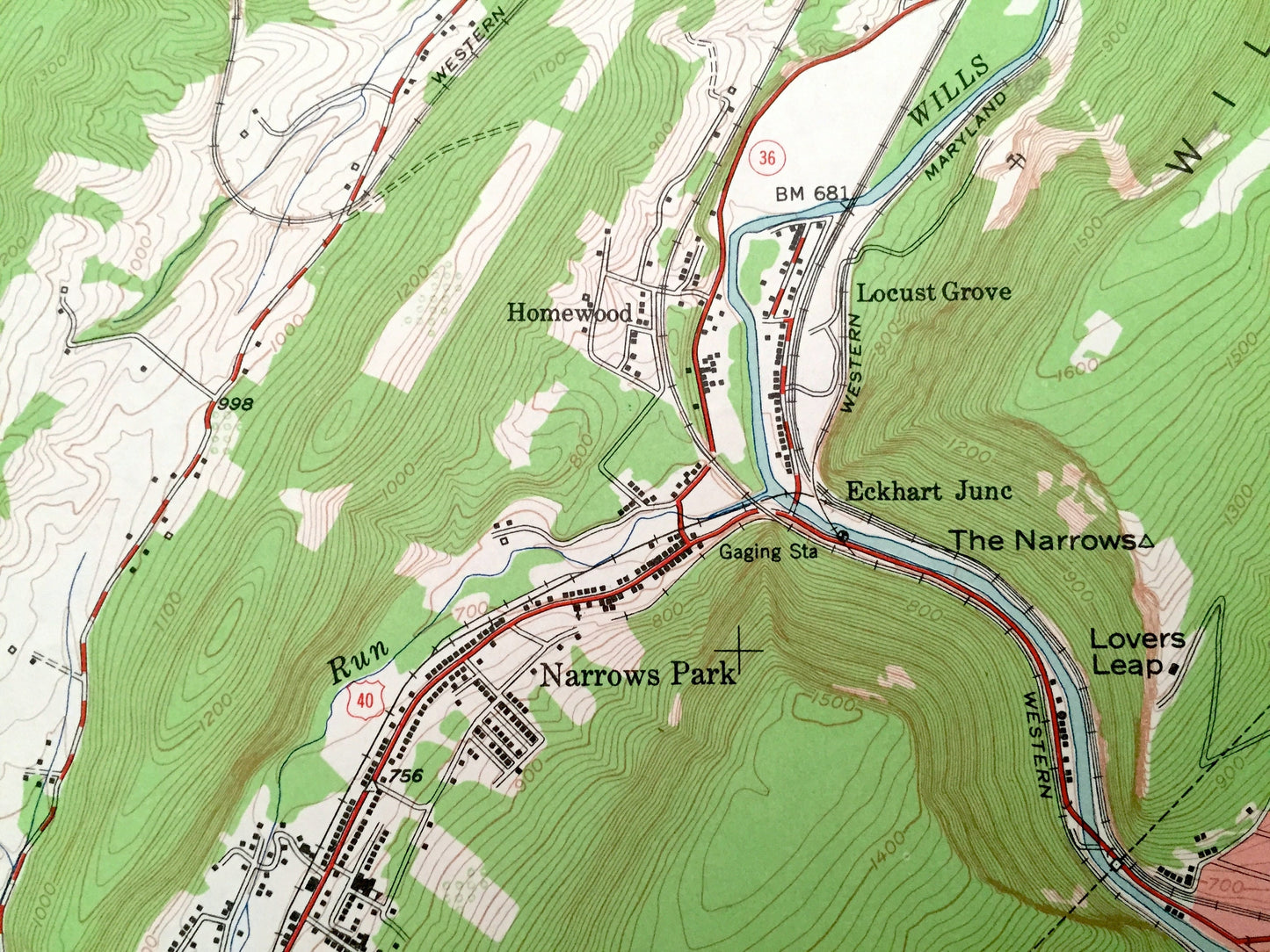 Antique Cumberland, Maryland 1949 US Geological Survey Topographic Map – Allegany County, Mount Savage, MD, Bedford, Somerset County, PA