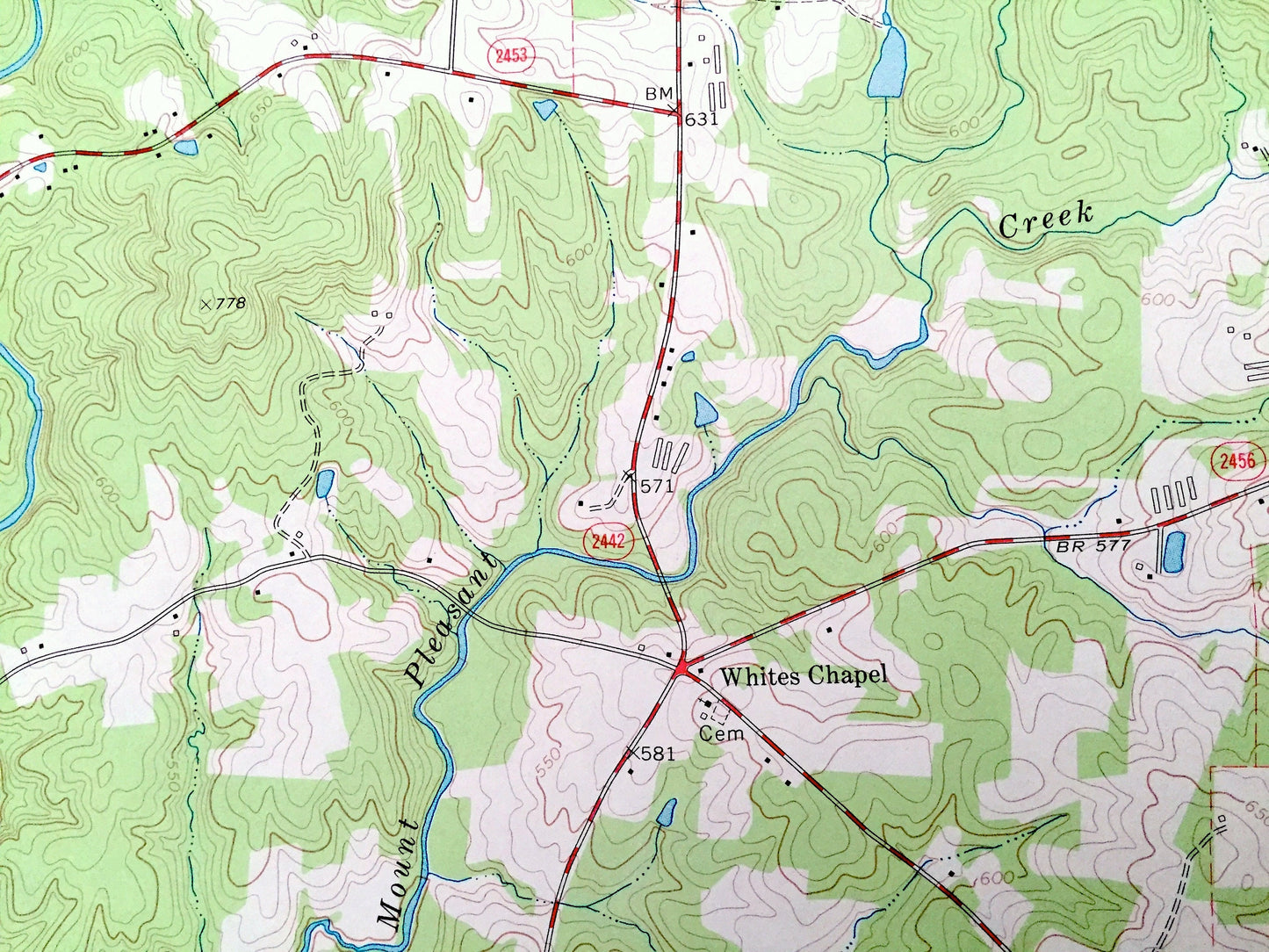 Antique Grays Chapel, North Carolina 1974 US Geological Survey Topographic Map – Randolph County, Lineberry, Melanchthon, Millboro, NC