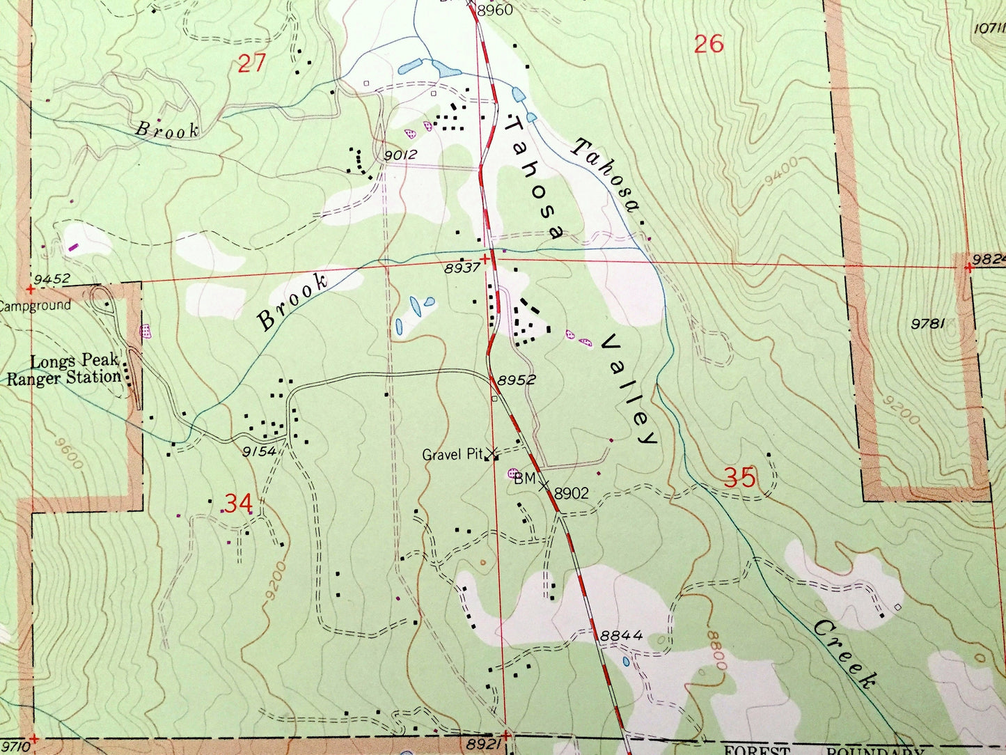 Antique Longs Peak, Colorado 1961 US Geological Survey Topographic Map – Boulder, Larimer County, Estes Park, Beaver Point, CO