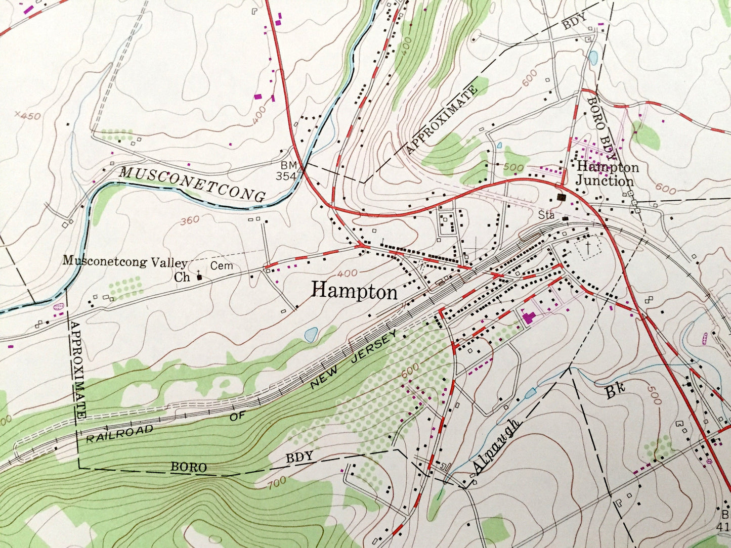 Antique High Bridge, New Jersey 1954 US Geological Survey Topographic Map – Warren, Hunterdon County, Washington, Bethlehem, Lebanon, NJ