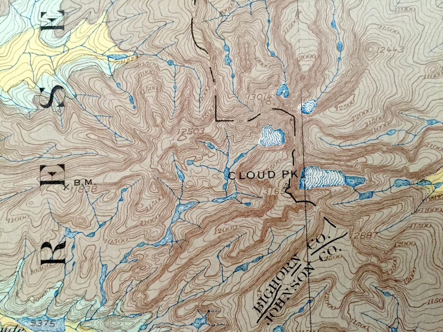 Antique Cloud Peak, Wyoming 1897 US Geological Survey Topographic Map – Tensleep, Mather Peak, Johnson County, Big Horn National Forest, WY