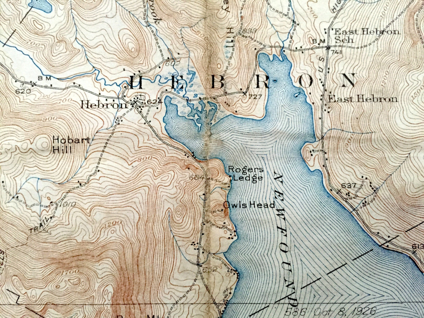 Antique Newfound Lake, New Hampshire 1930 US Geological Survey Topographic Map – Hebron, Bristol, Alexandria, Orange, Danbury Mt Cardigan NH