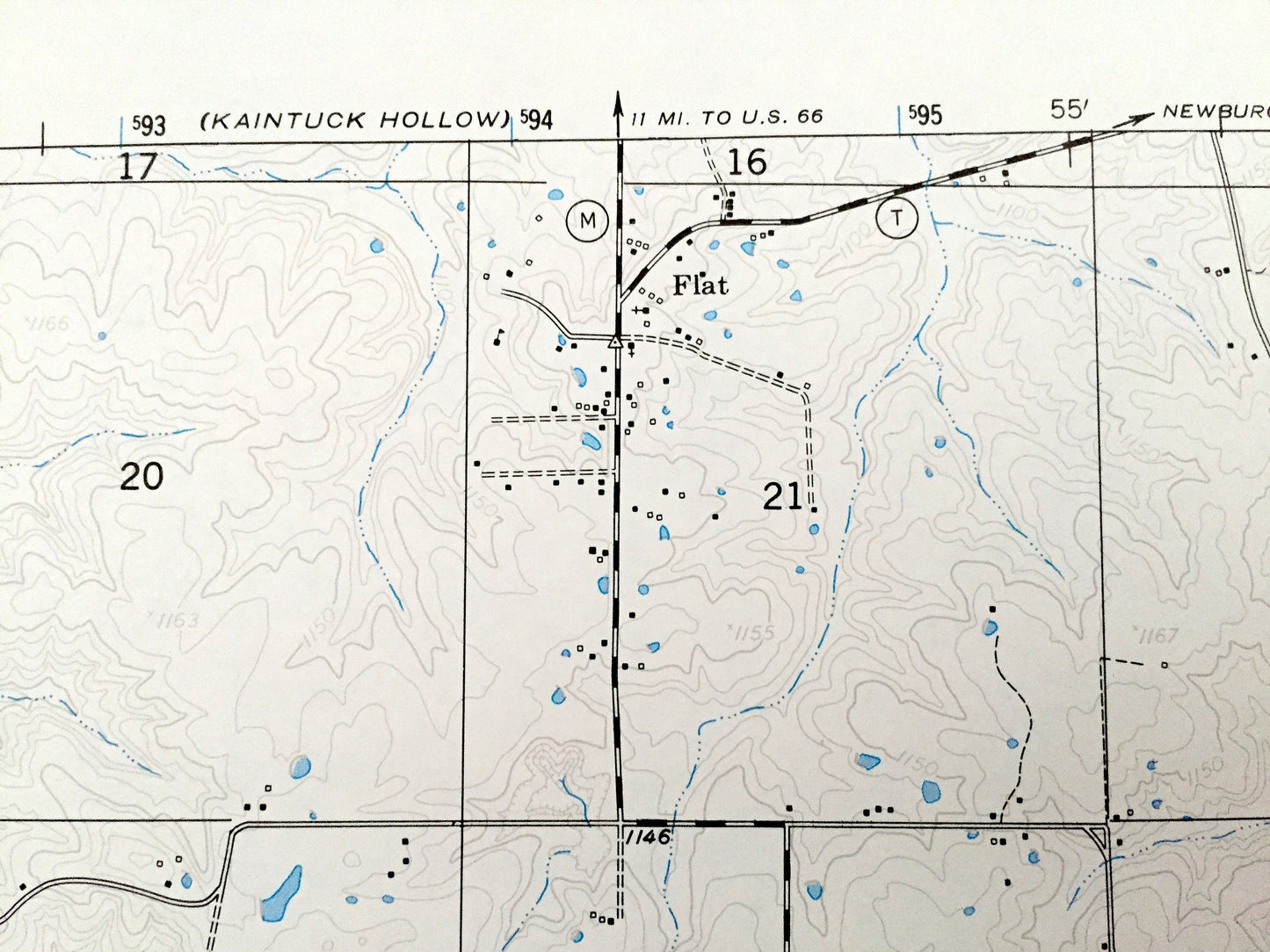Antique Flat, Missouri 1954 US Geological Survey Topographic Map – Phelps County, Mark Twain National Forest, Democrat Ridge, Hollow, MO